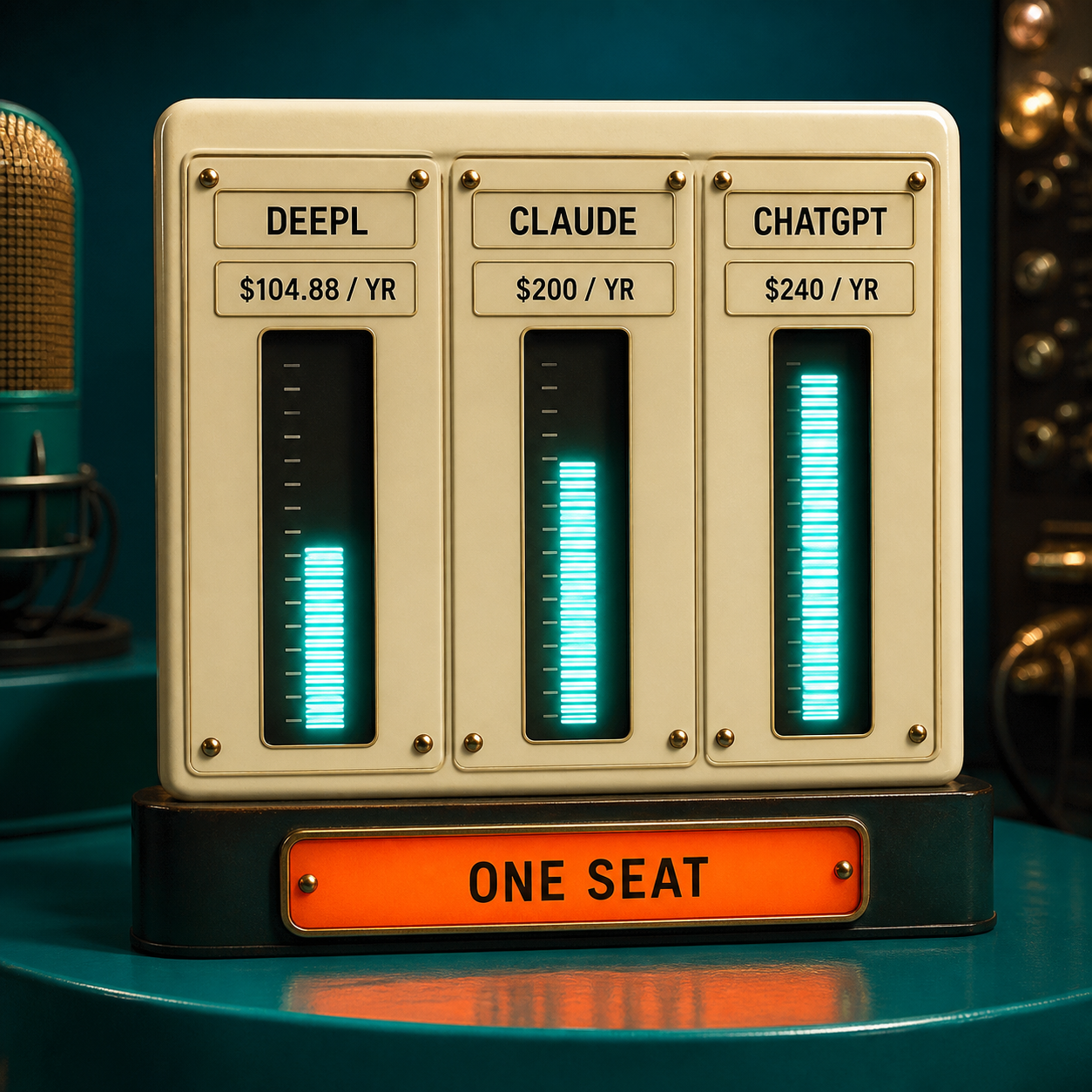 Annual one-seat cost comparison for DeepL Individual, Claude Pro, and ChatGPT Plus