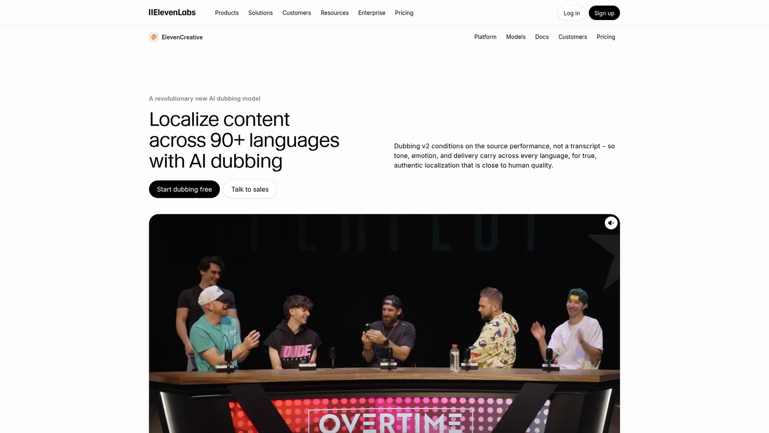 Strumento di doppiaggio ElevenLabs per la traduzione di contenuti audio e video