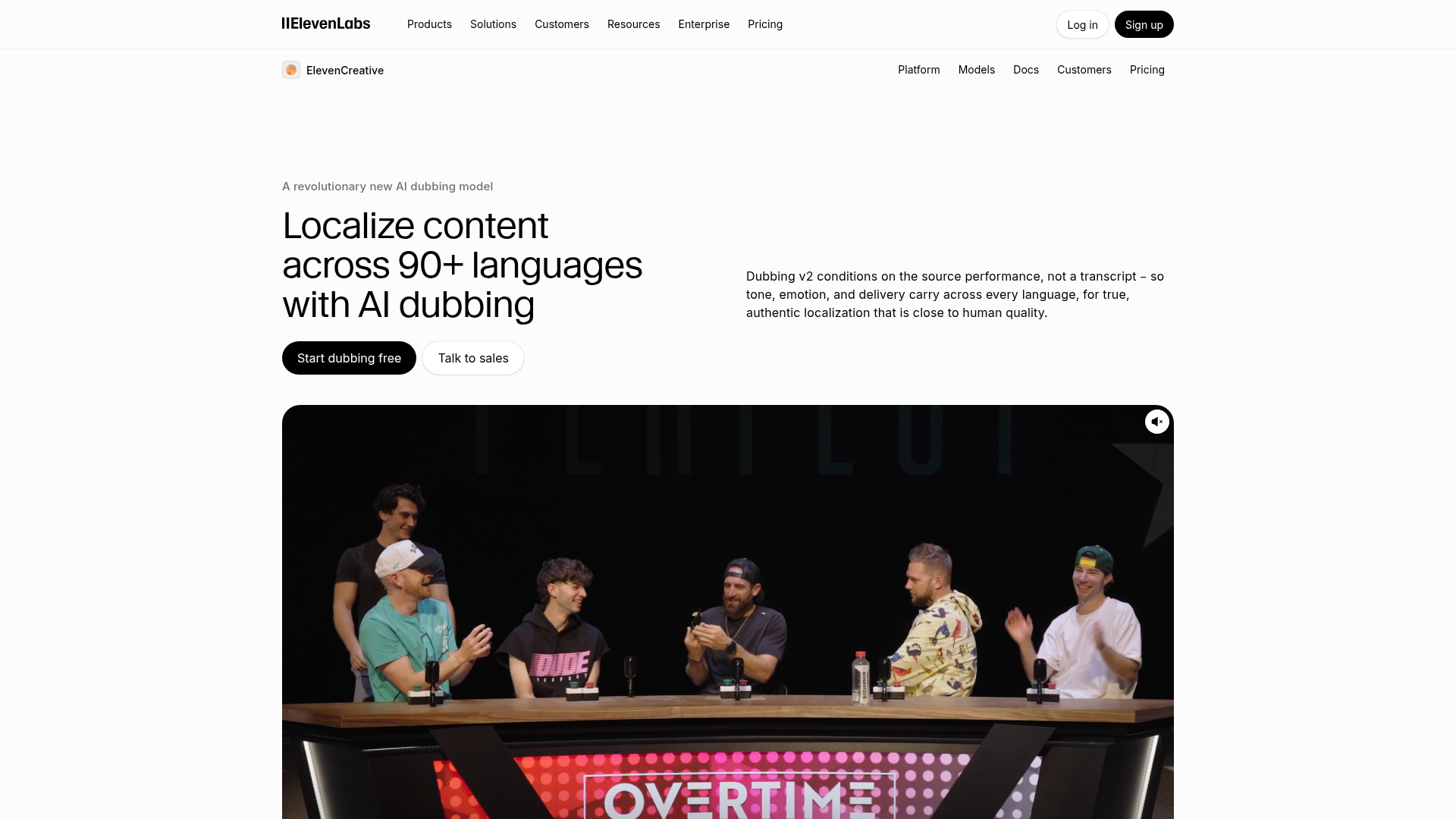 ElevenLabs dubbing product for translating audio and video