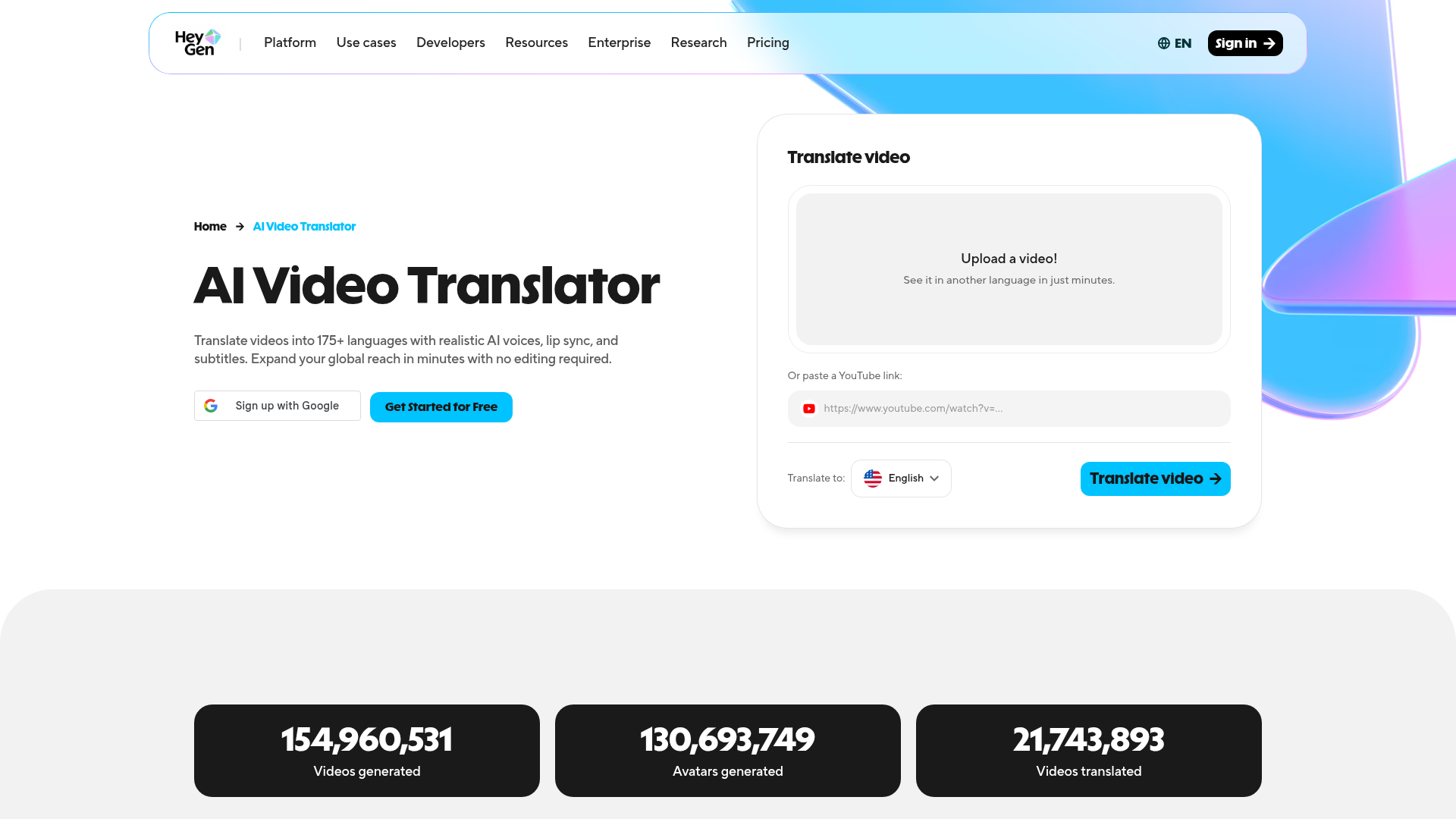 HeyGen video translator with voice cloning and lip sync