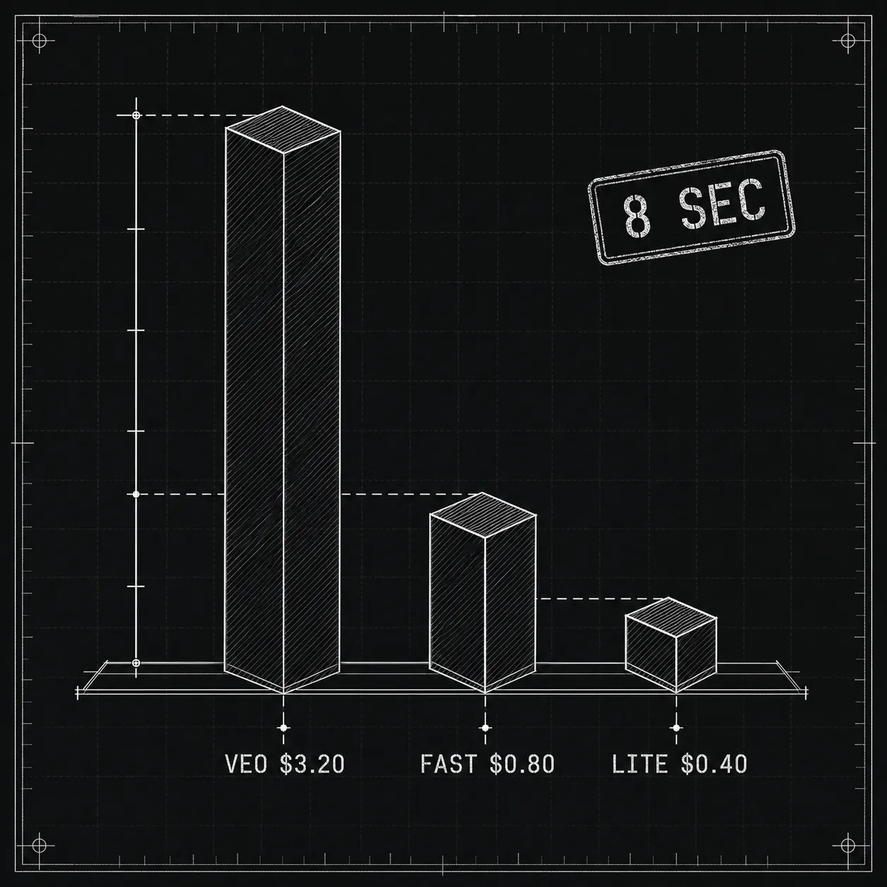 Grafico a barre dei costi API di Veo 3.1 per un video di otto secondi