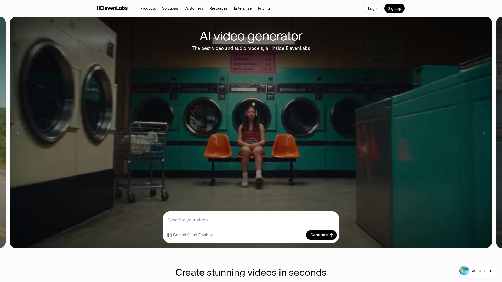 ElevenLabs Image and Video workspace with multiple generation models
