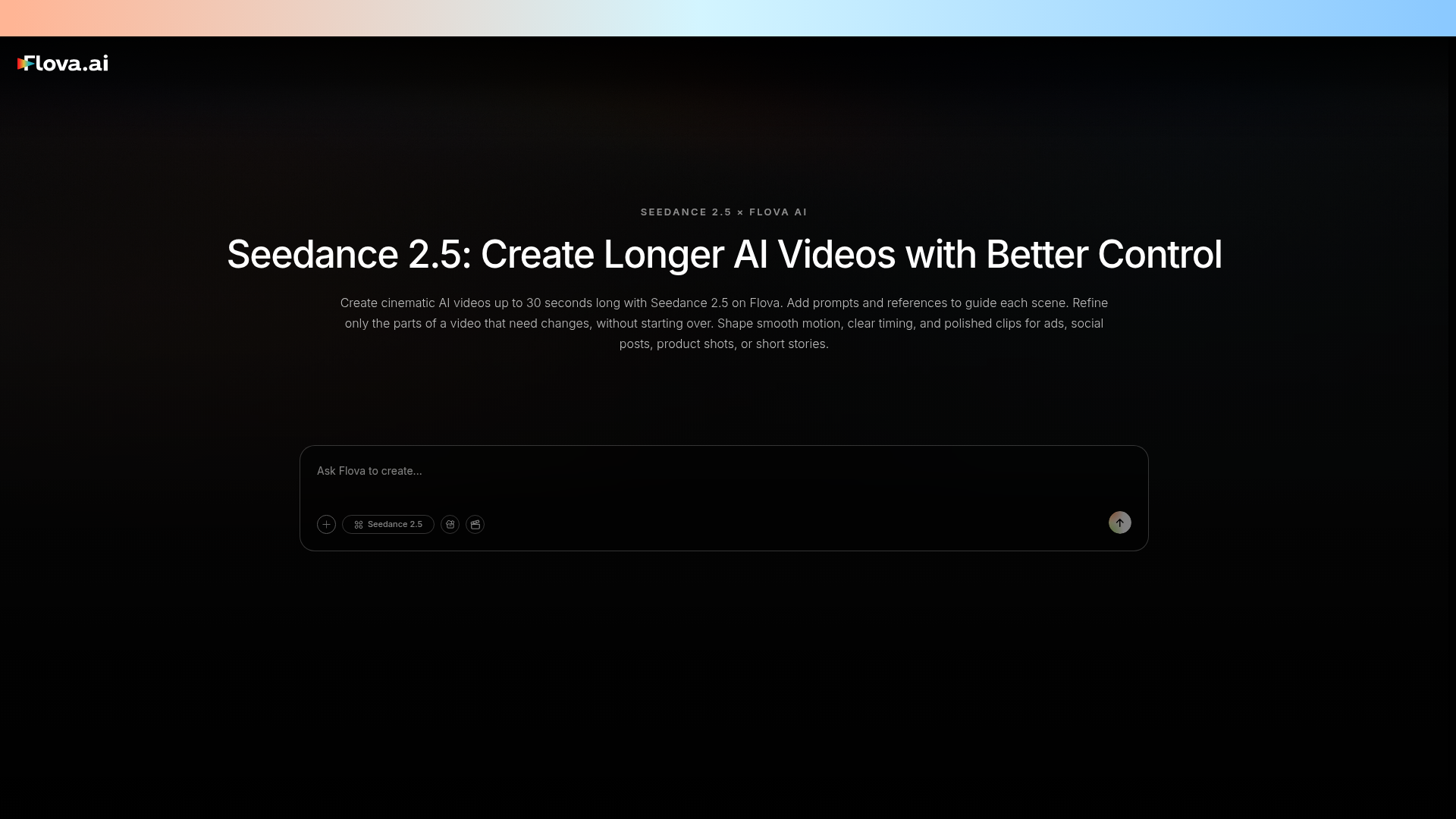 Flova Seedance 2.5 video platform page
