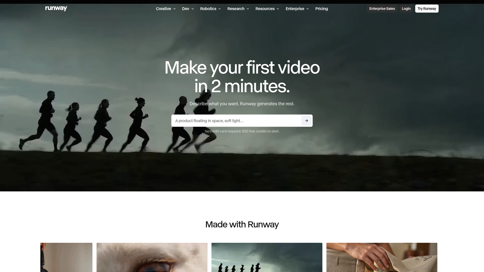 Runway AI video creation and Edit Studio platform