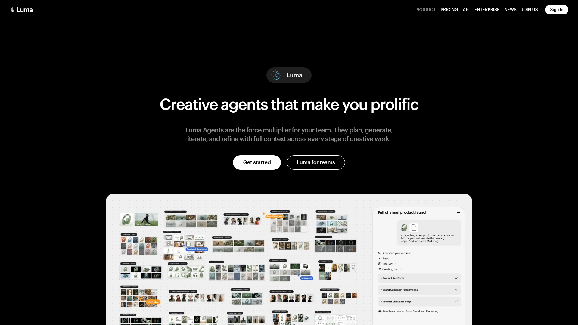 Luma Dream Machine AI video workspace