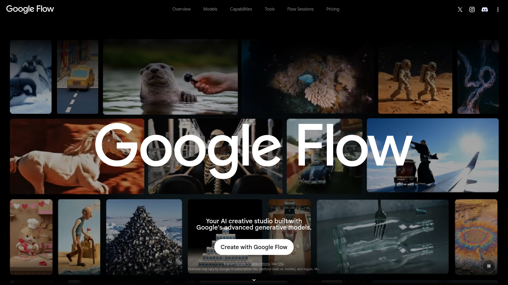 Google Flow AI filmmaking workspace