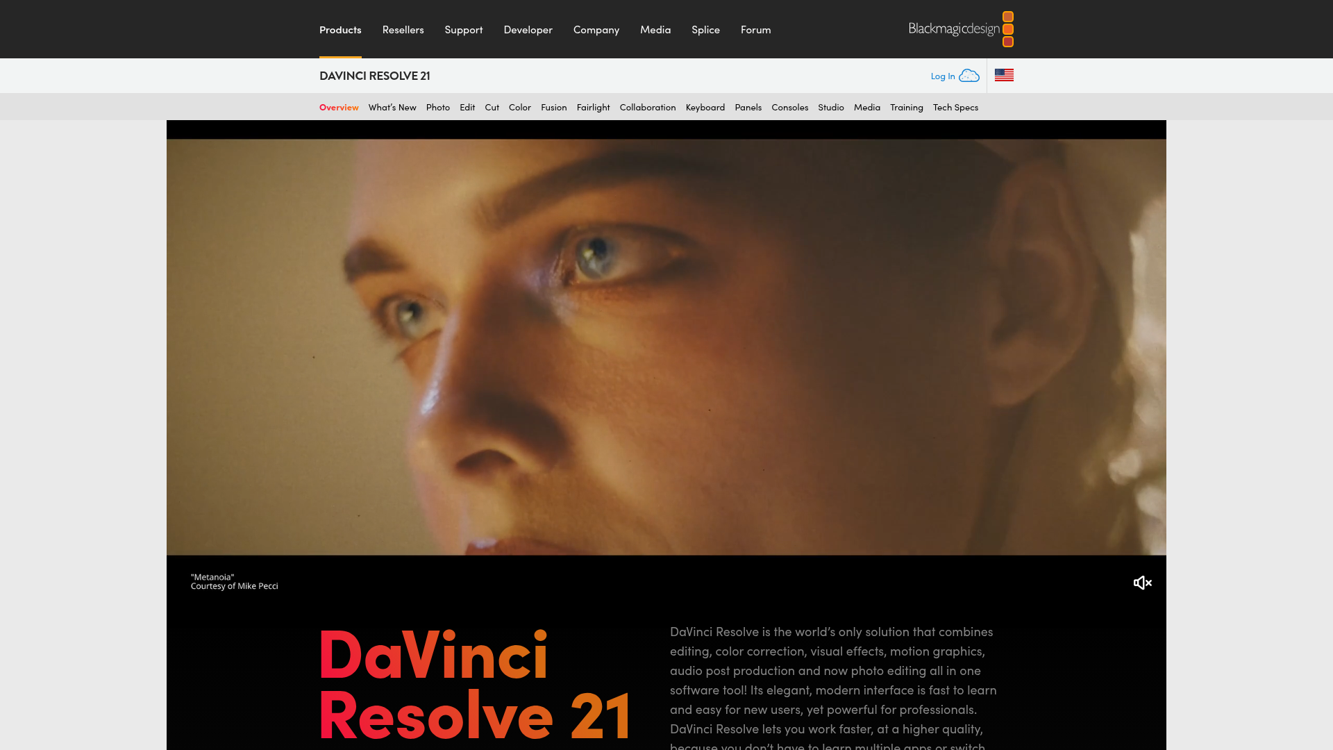 DaVinci Resolve 21 editing and finishing application