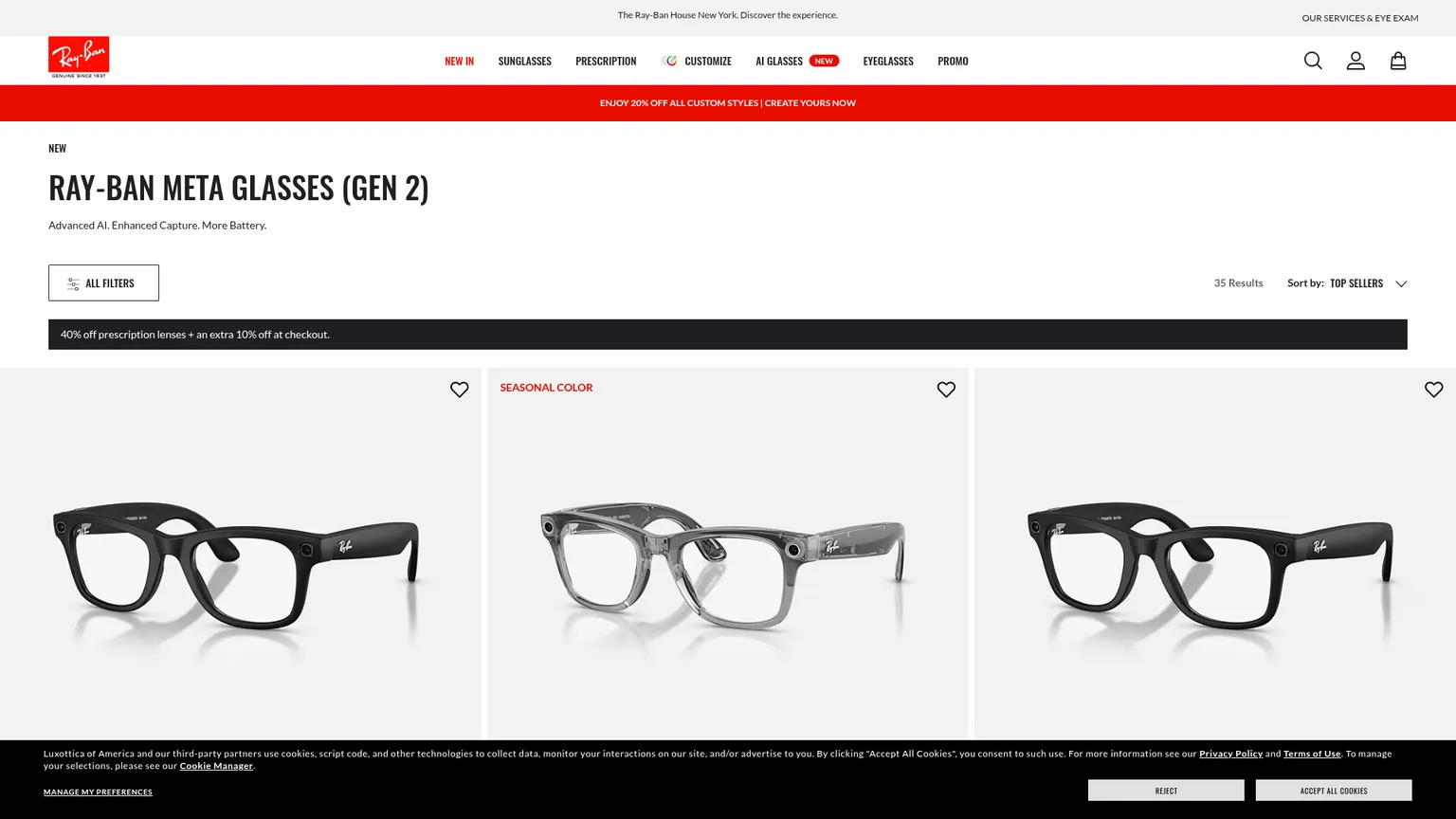 Ray-Ban Meta Gen 2 glasses collection and prices