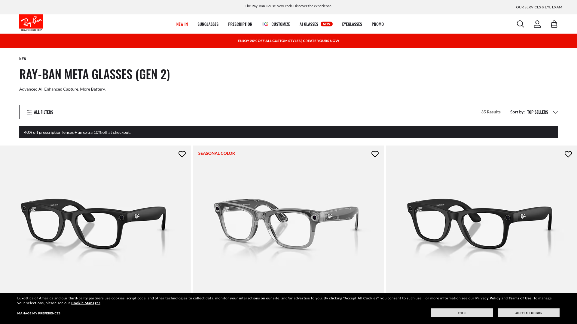 Ray-Ban Meta Gen 2 glasses collection and prices