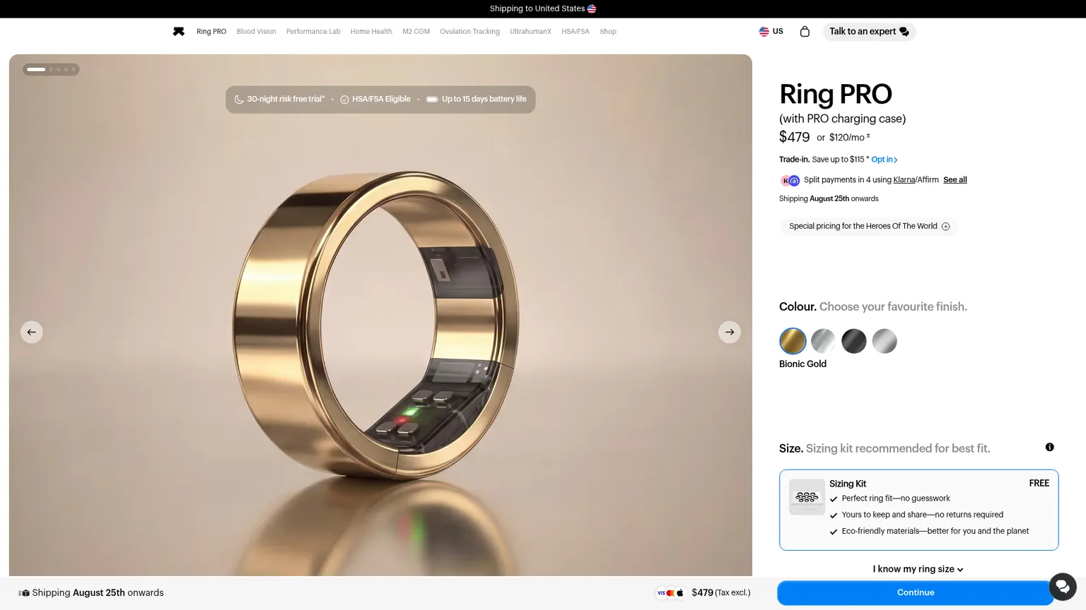 Ultrahuman Ring PRO preorder, price, and feature page