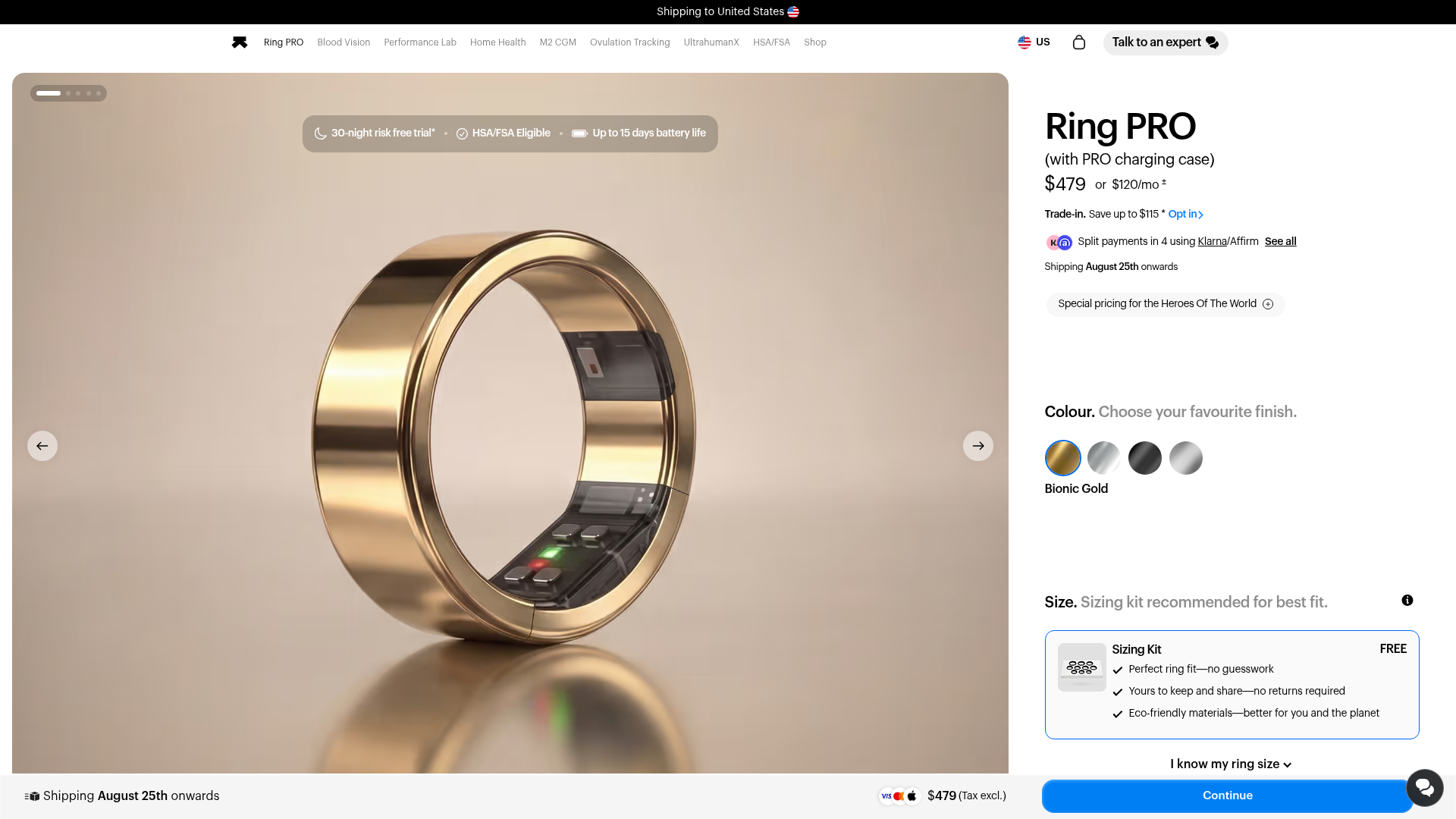 Ultrahuman Ring PRO preorder, price, and feature page