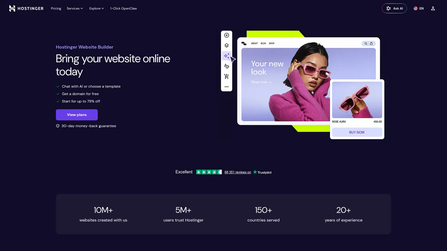 Hostinger website builder pricing
