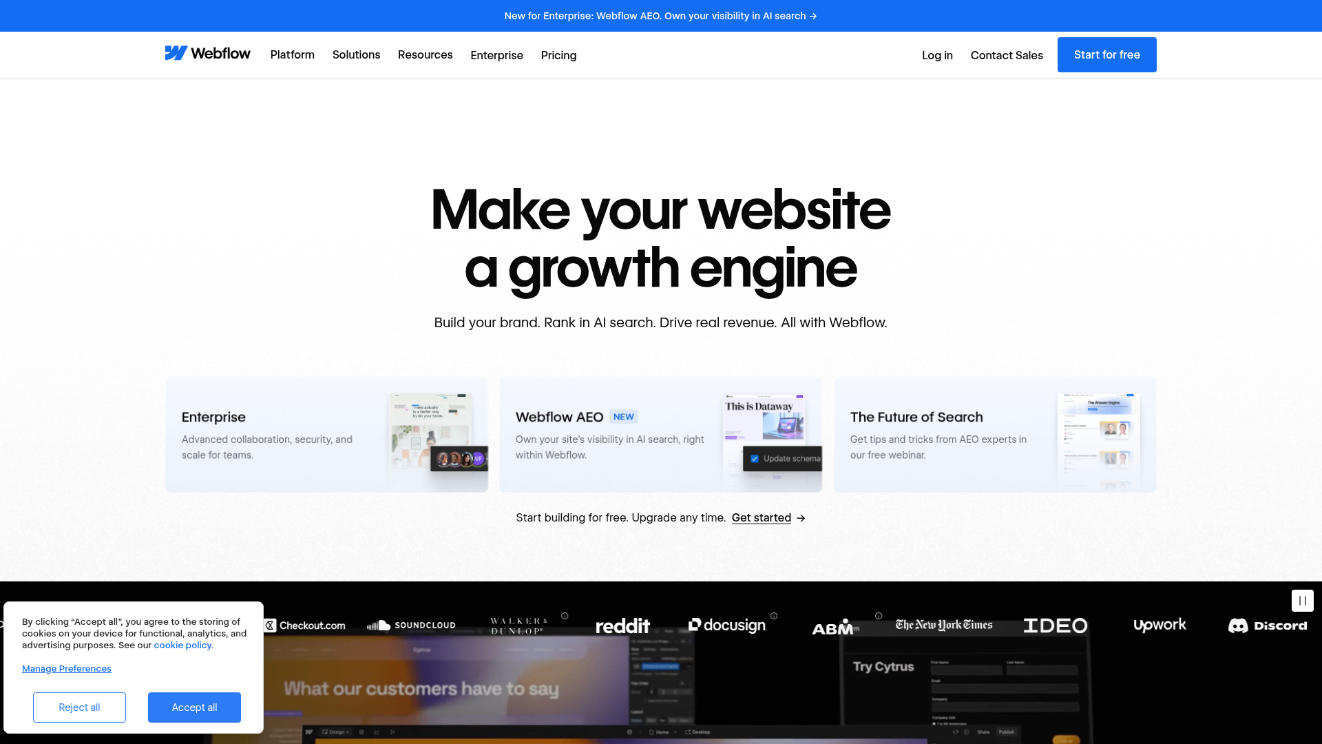 Webflow homepage