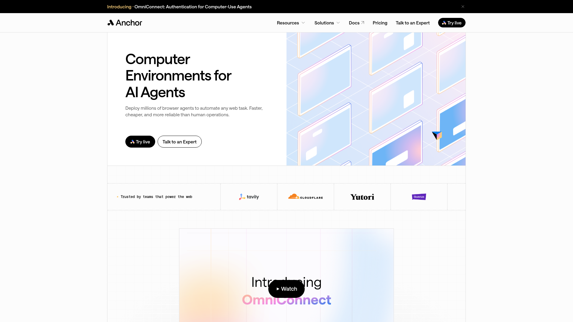 Anchor Browser remote browser platform homepage