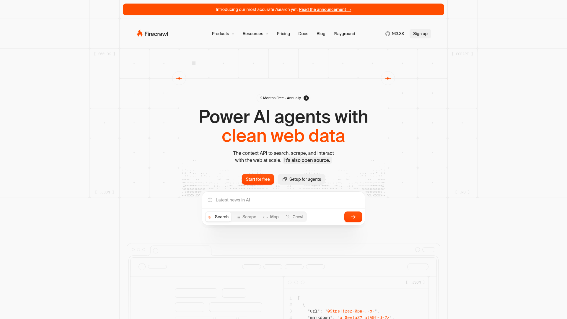 Firecrawl web data and browser platform homepage
