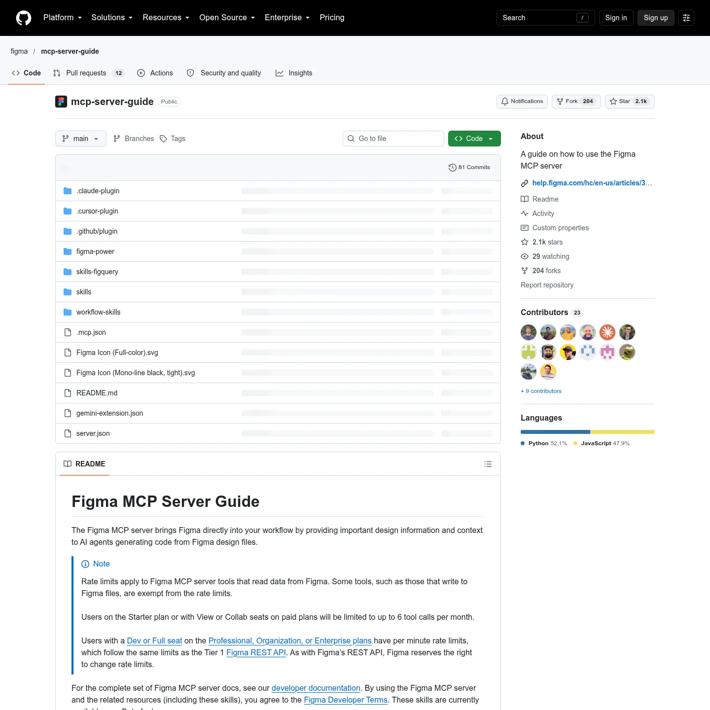 Repository Figma MCP Server Guide mit Plugin-Installation für Claude Code und Hinweisen zum Designkontext