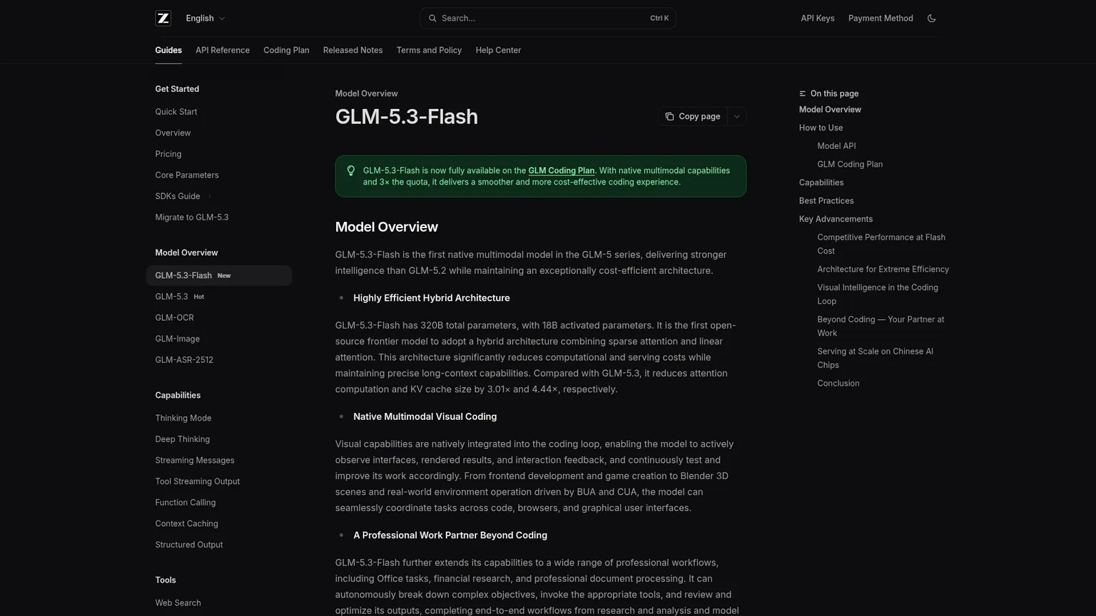 GLM-5.3-Flash official model documentation
