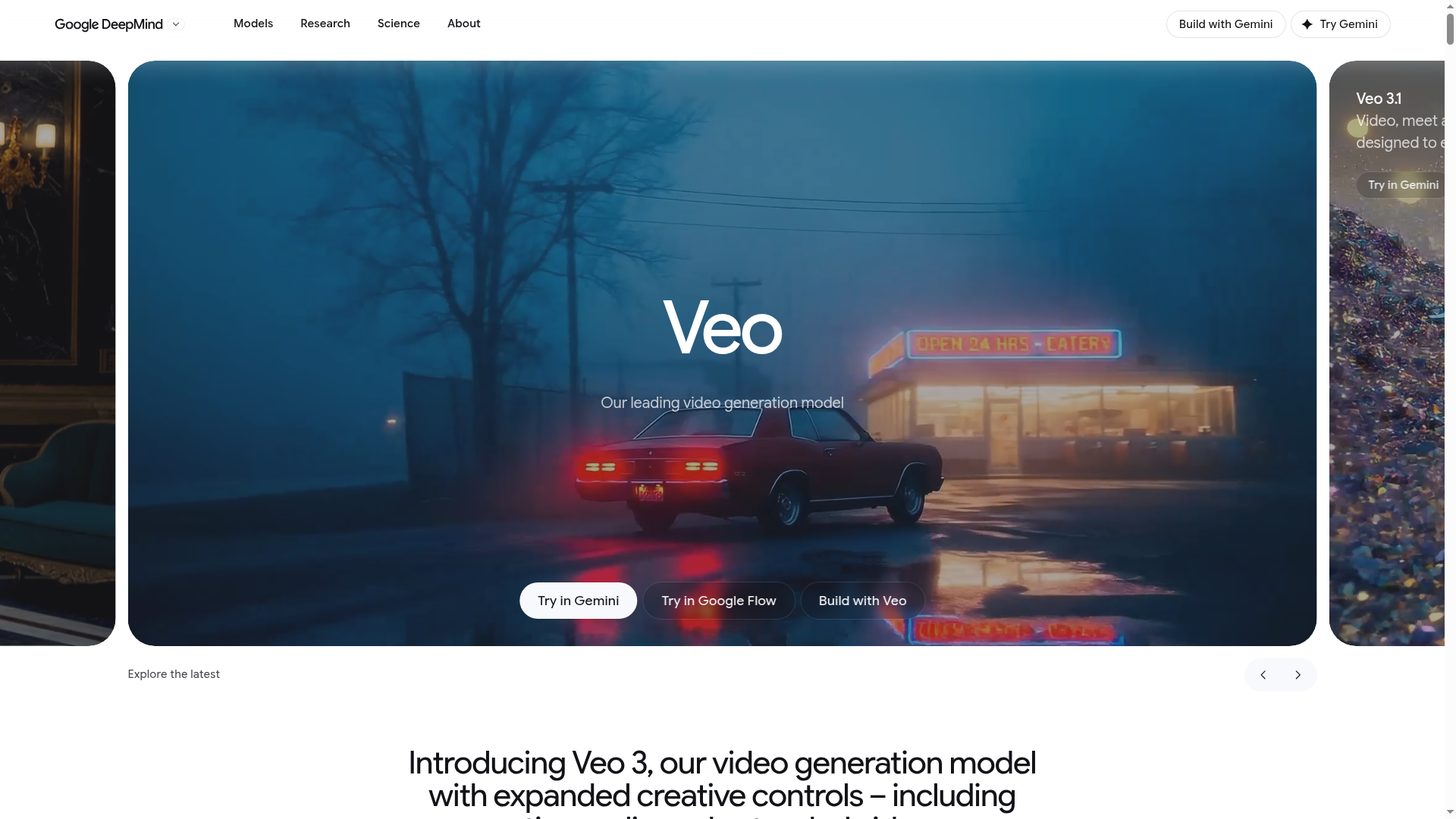 Google DeepMind Veo model page