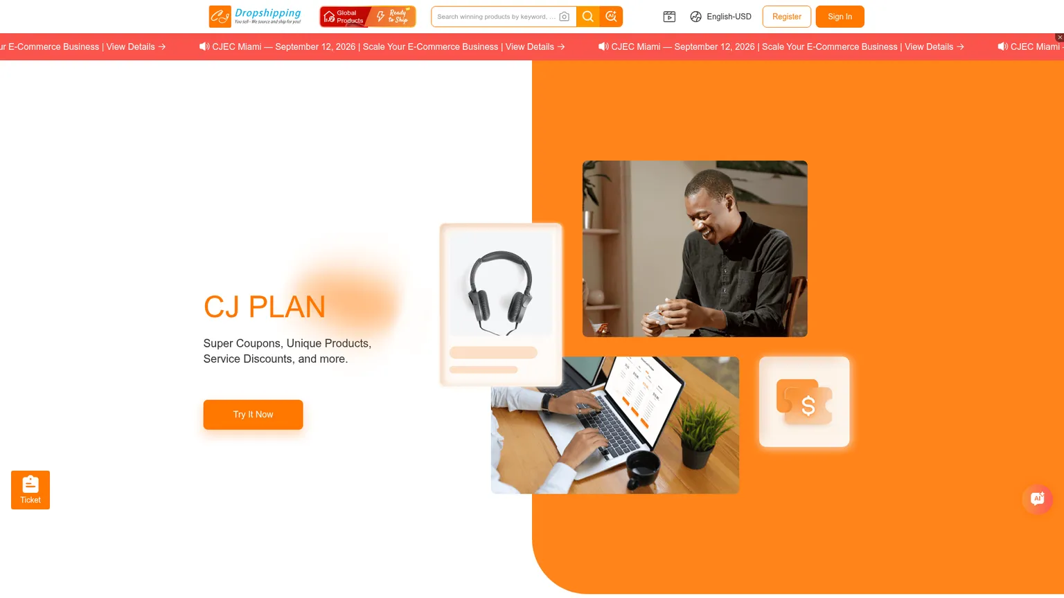CJdropshipping Prime membership page with sourcing plan levels