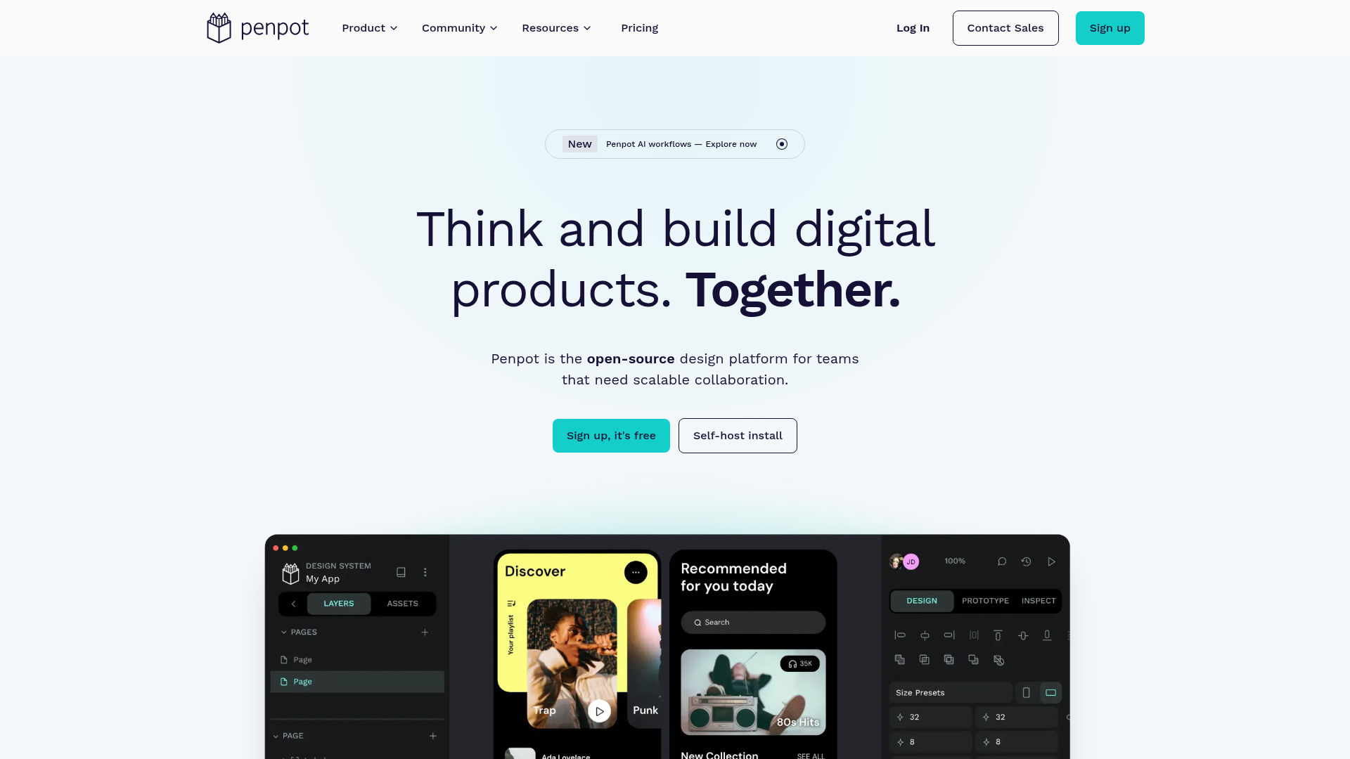 Penpot open-source design tool homepage