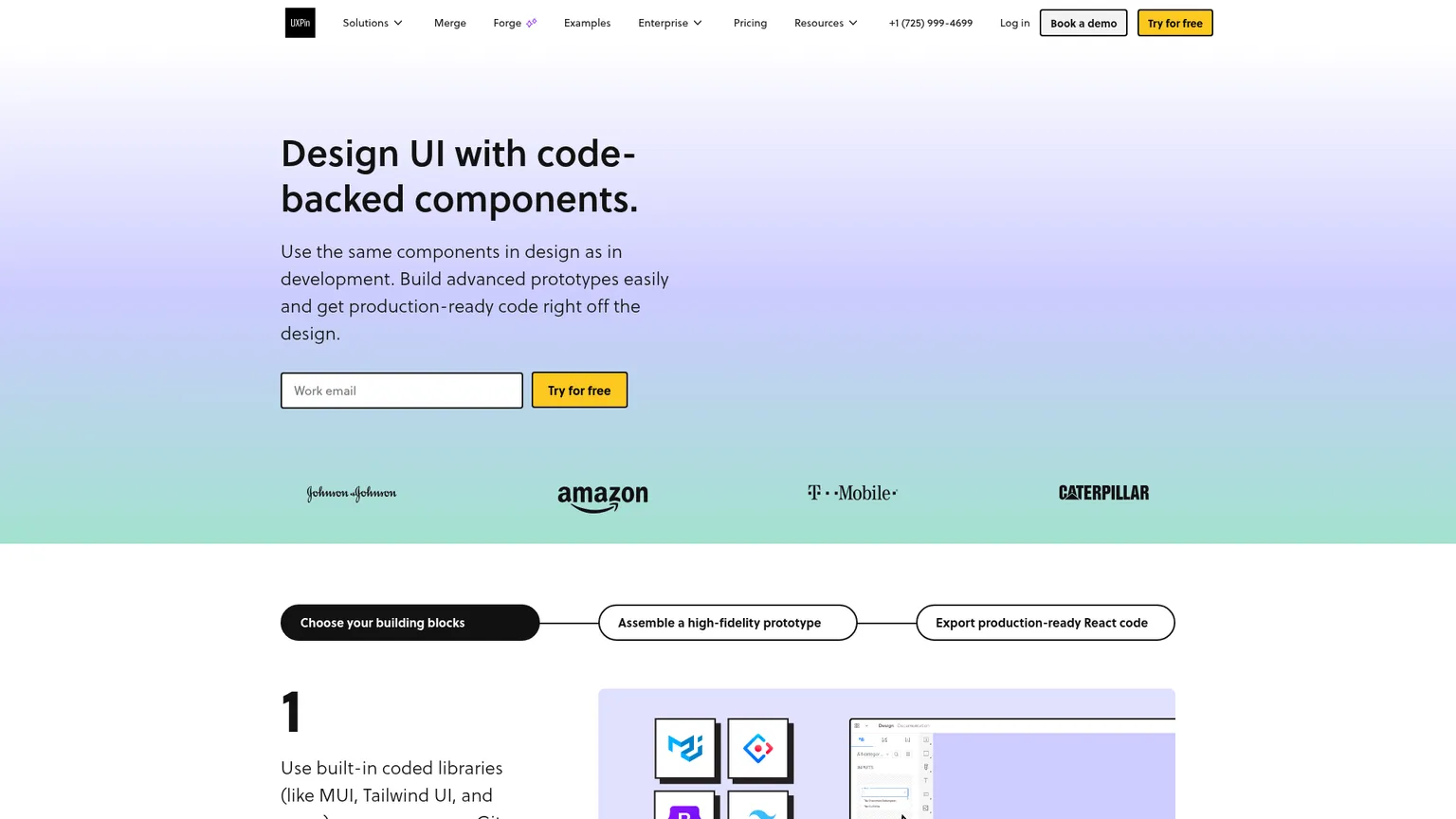 UXPin 코드 기반 디자인 툴 홈페이지