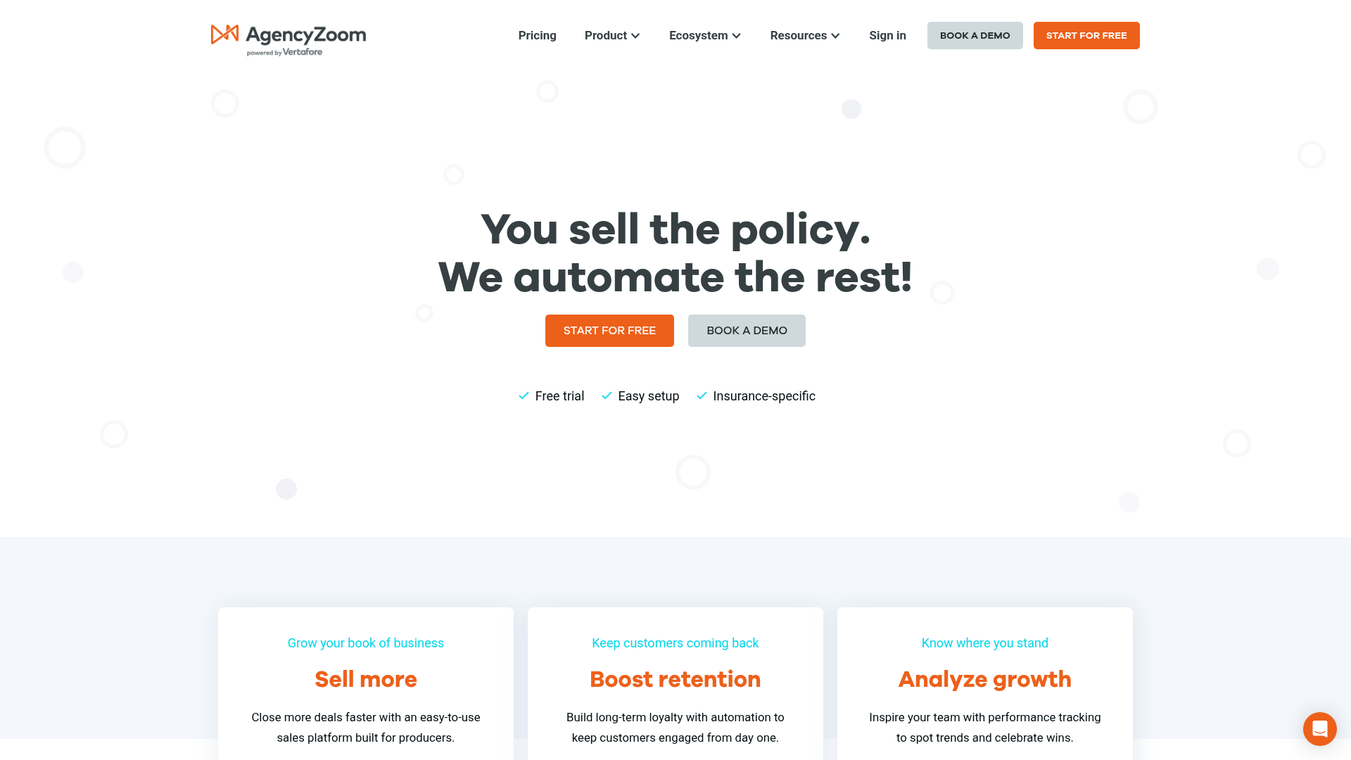 AgencyZoom 보험 영업 자동화 웹사이트