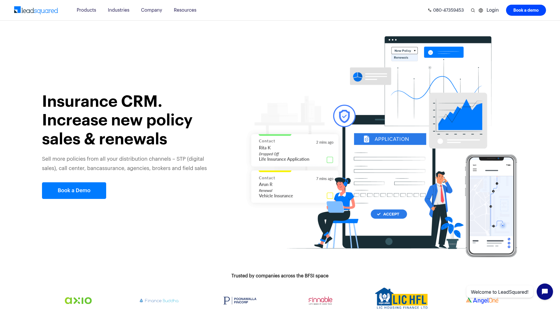 디지털·콜센터·대리점·현장 영업용 LeadSquared 보험 CRM