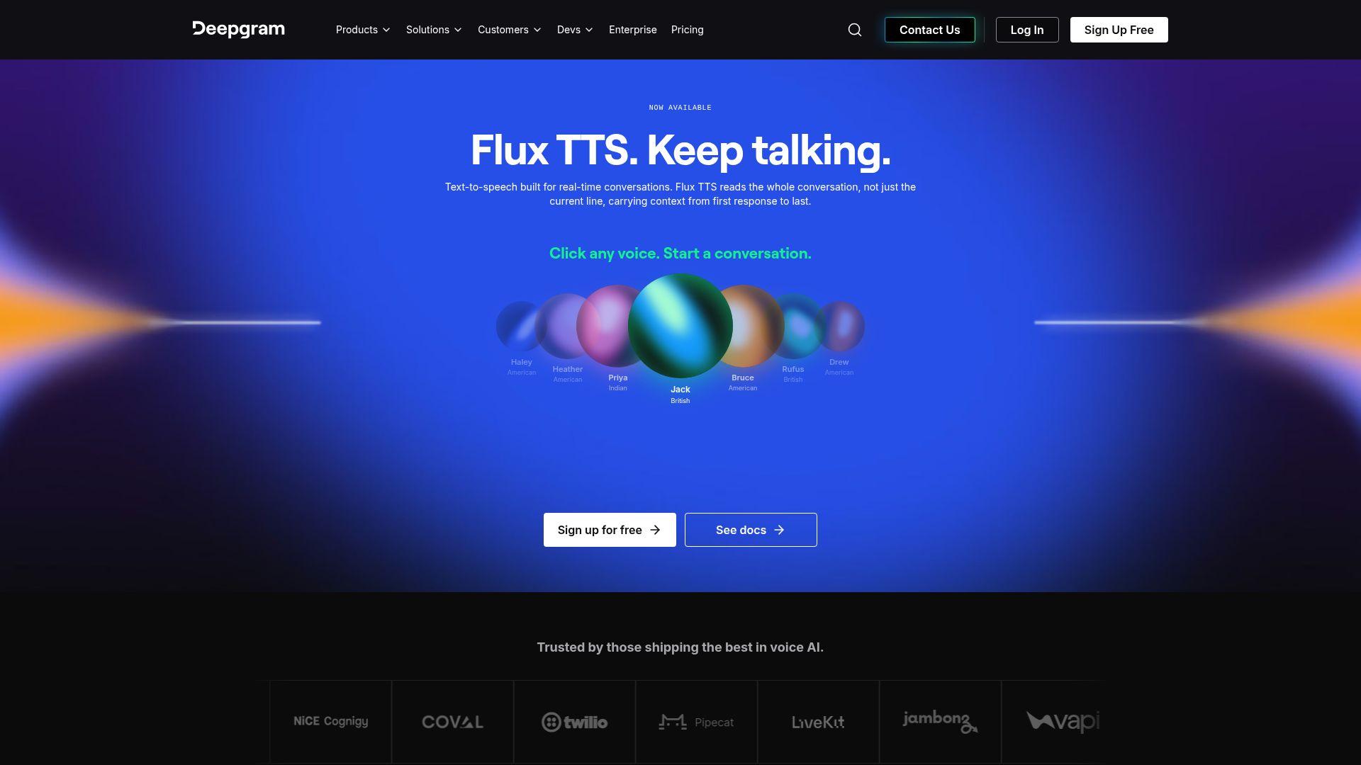 Deepgram Flux TTS product page