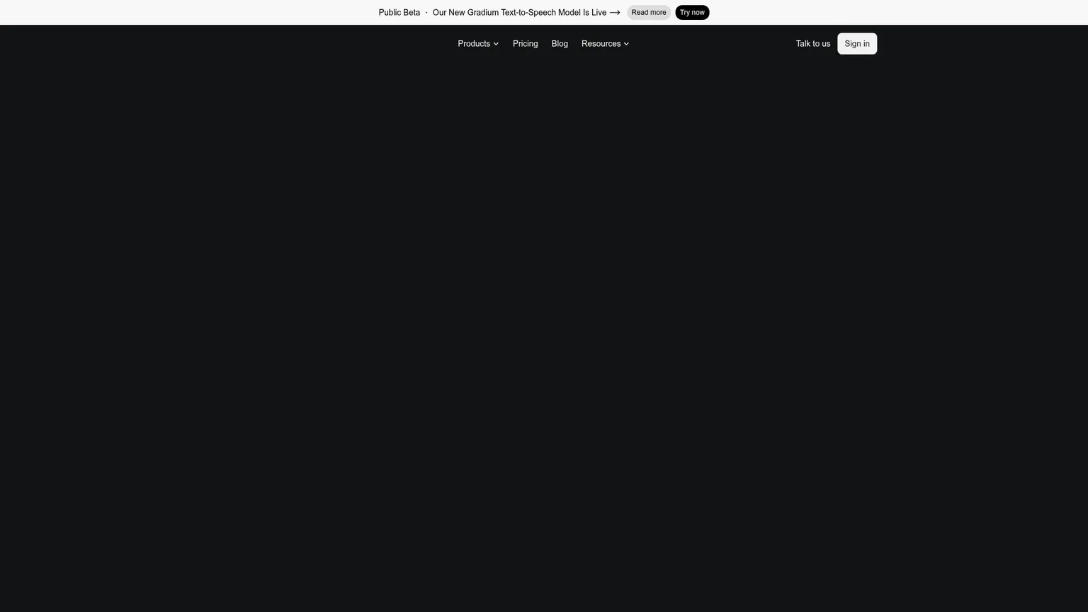 Page d'accueil de Gradium voice AI