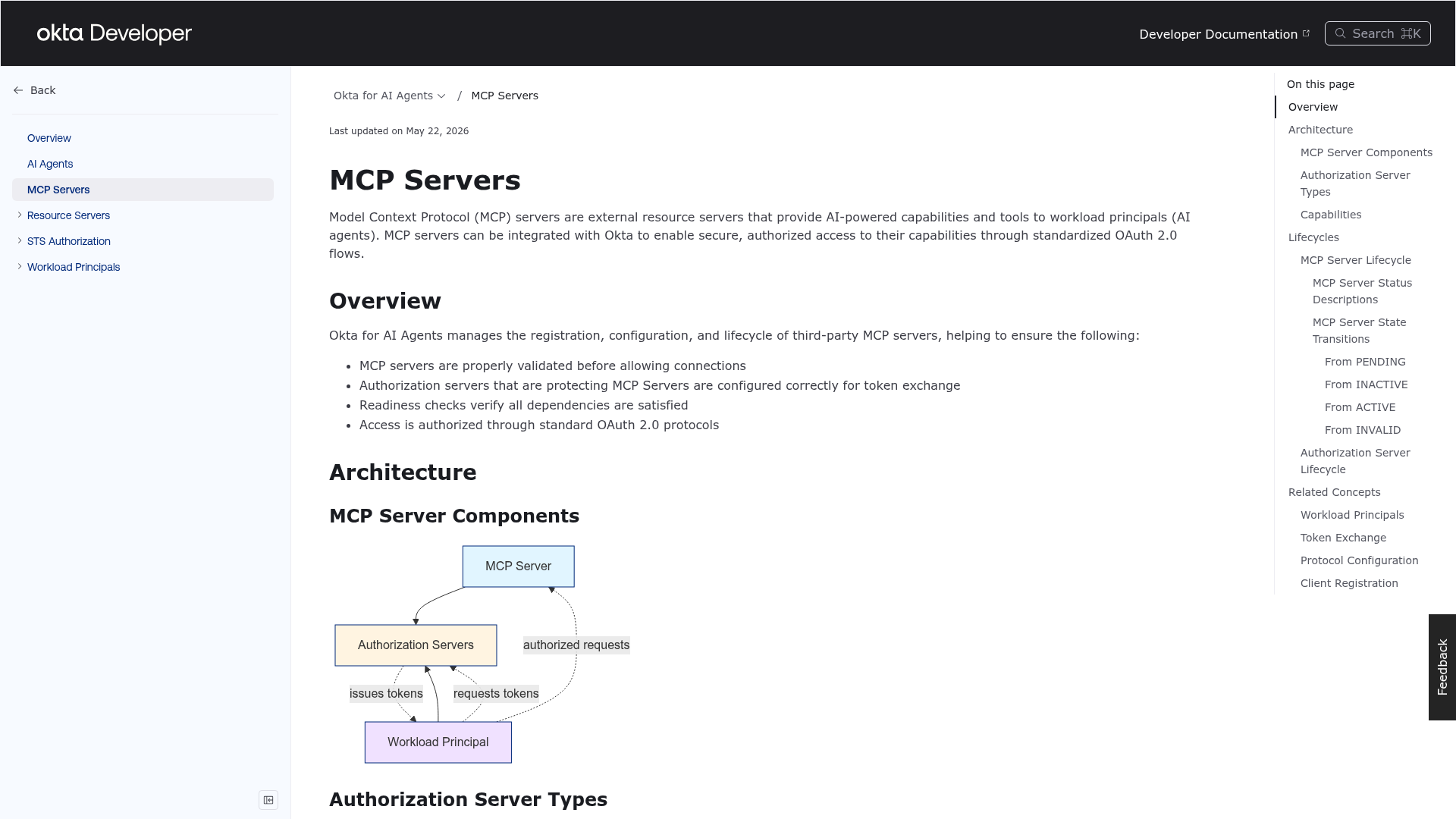 Okta documentation for securing AI MCP servers