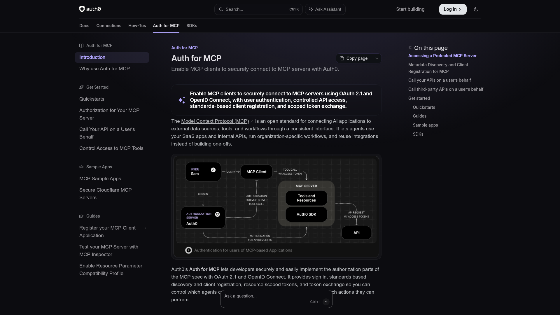 Auth0 Auth for MCP documentation overview