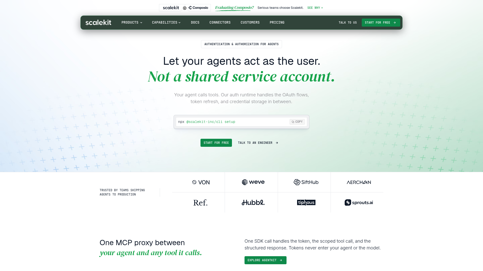 Scalekit MCP authentication and credential management product page