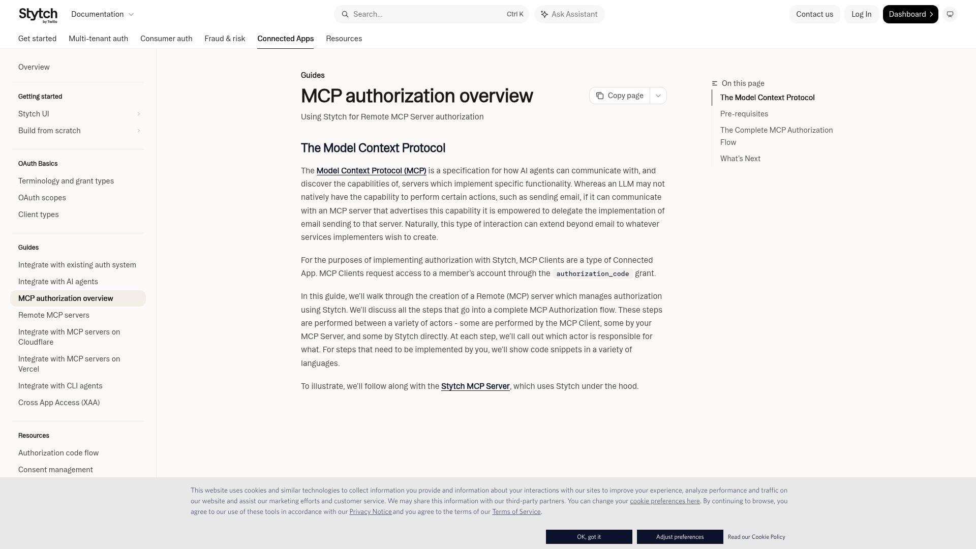 Stytch Connected Apps guide for MCP authentication
