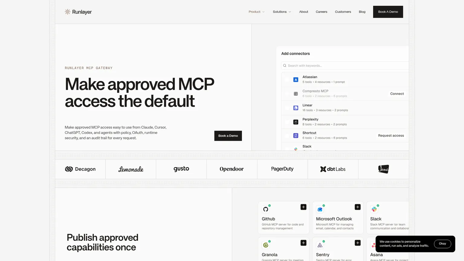 صفحة منتج Runlayer MCP Gateway تعرض وصولًا خاضعًا للحوكمة لعملاء الذكاء الاصطناعي والوكلاء