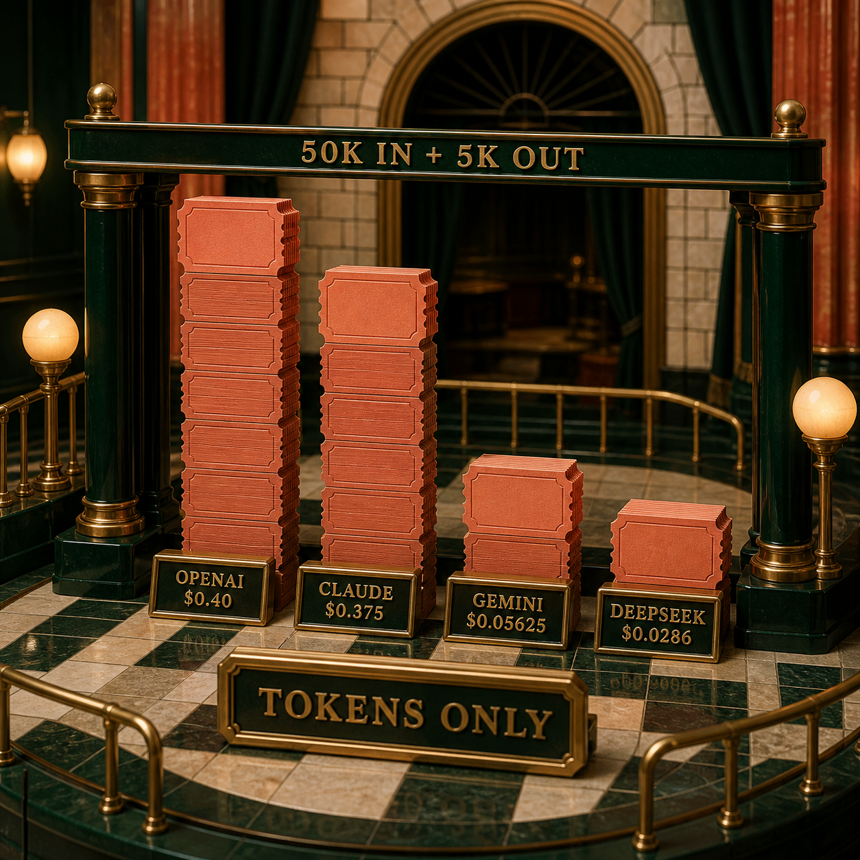 Physical column chart comparing normalized computer-use model token costs