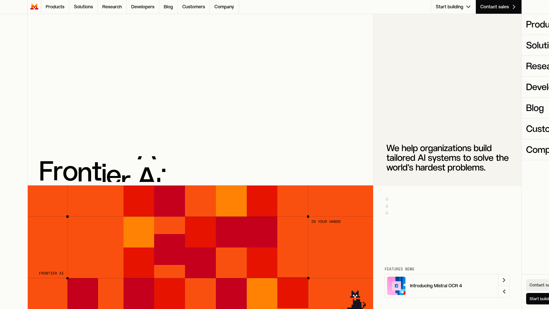 Mistral AI homepage