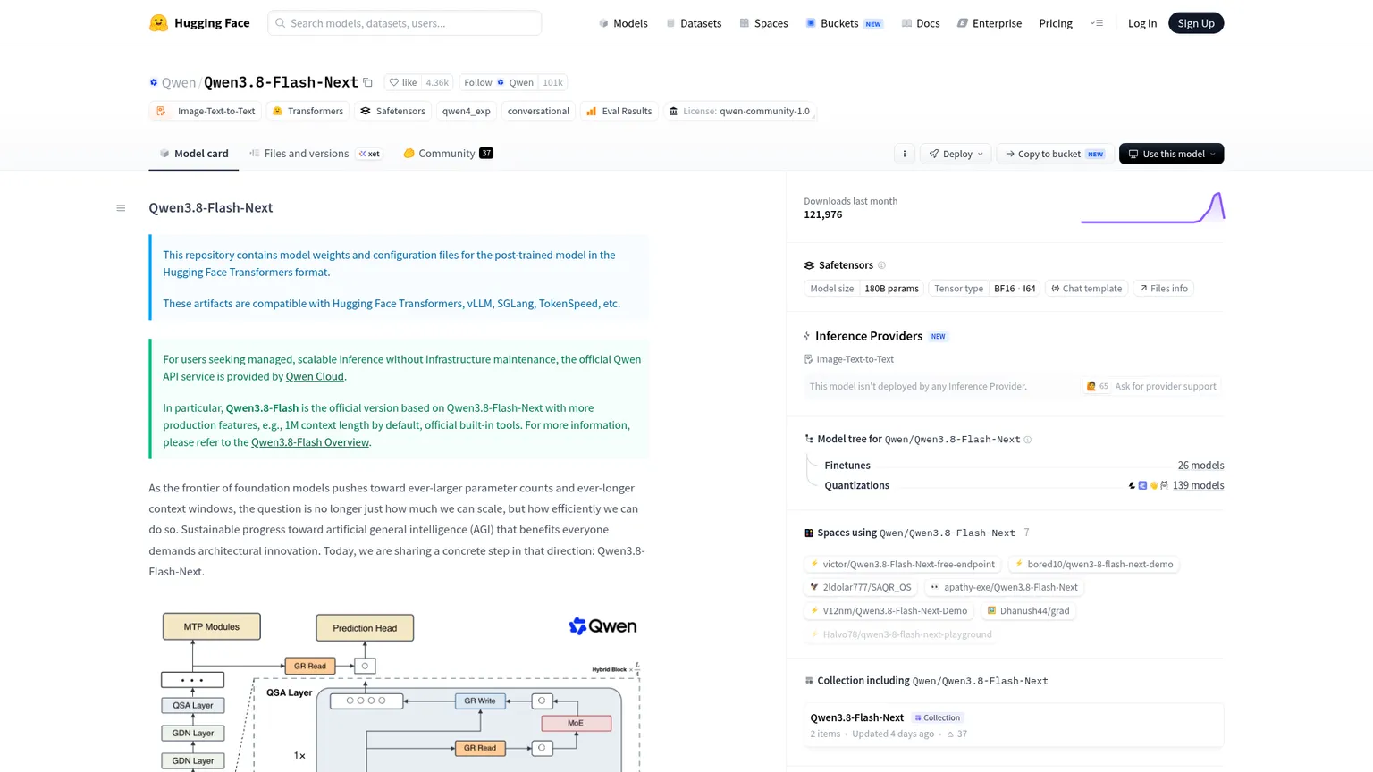 Fiche de modèle officielle et poids de Qwen3.8-Flash-Next