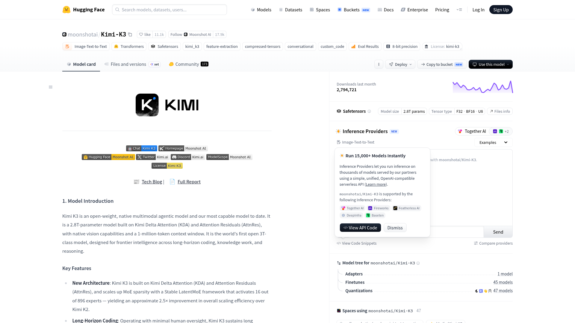 Official Kimi K3 model card