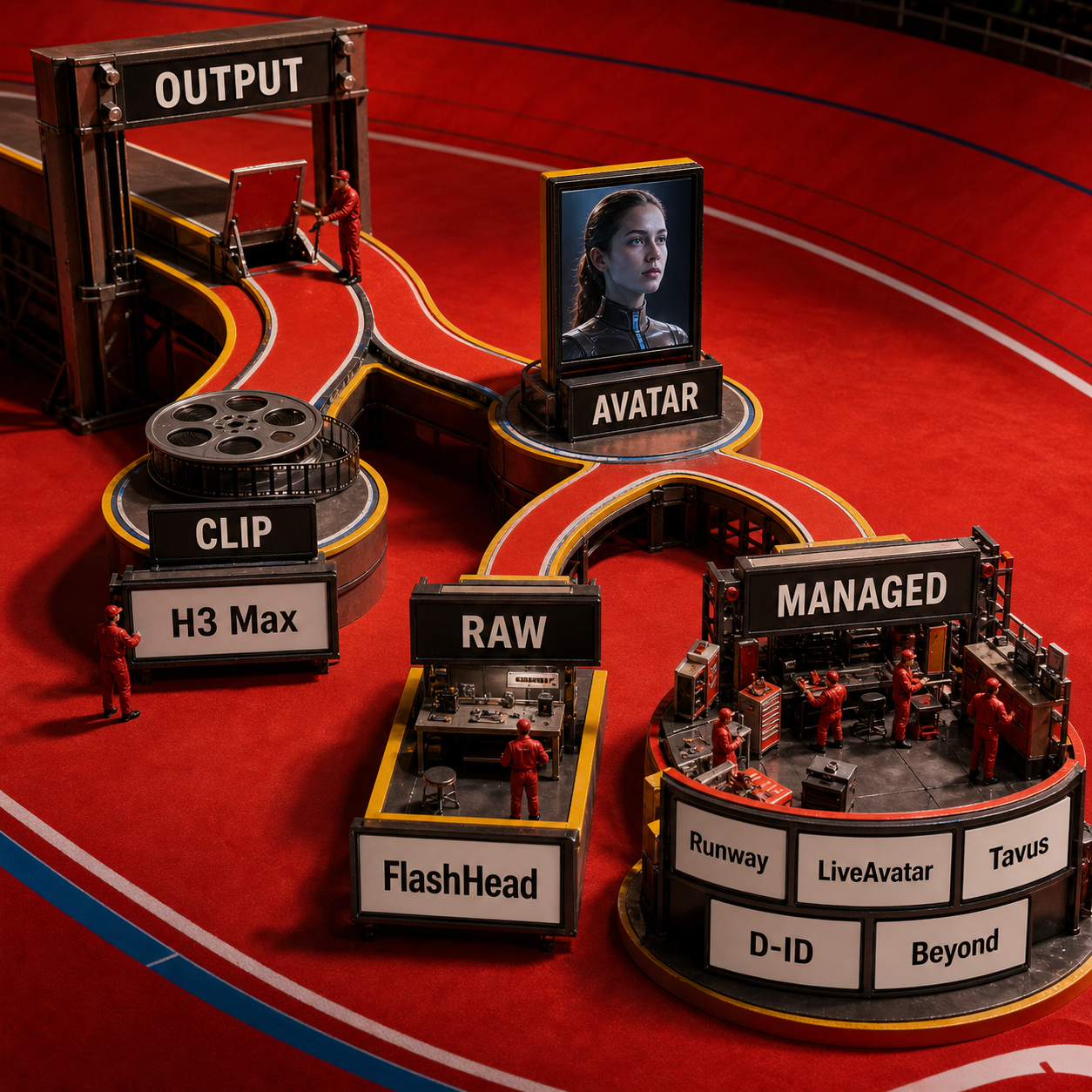 Decision flow separating completed clips from live avatar streams, then raw and managed avatar stacks