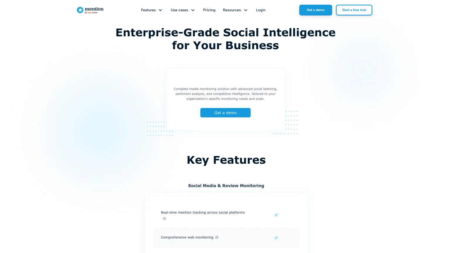 Mention pricing page showing its current Company monitoring plan