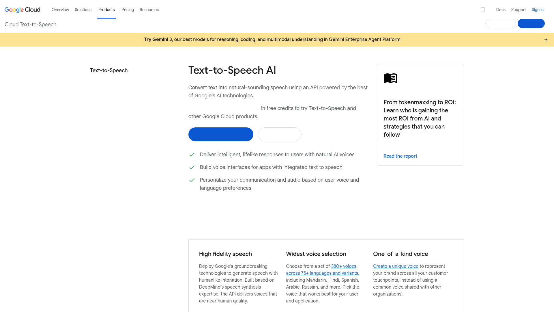 Google Cloud Text-to-Speech product page