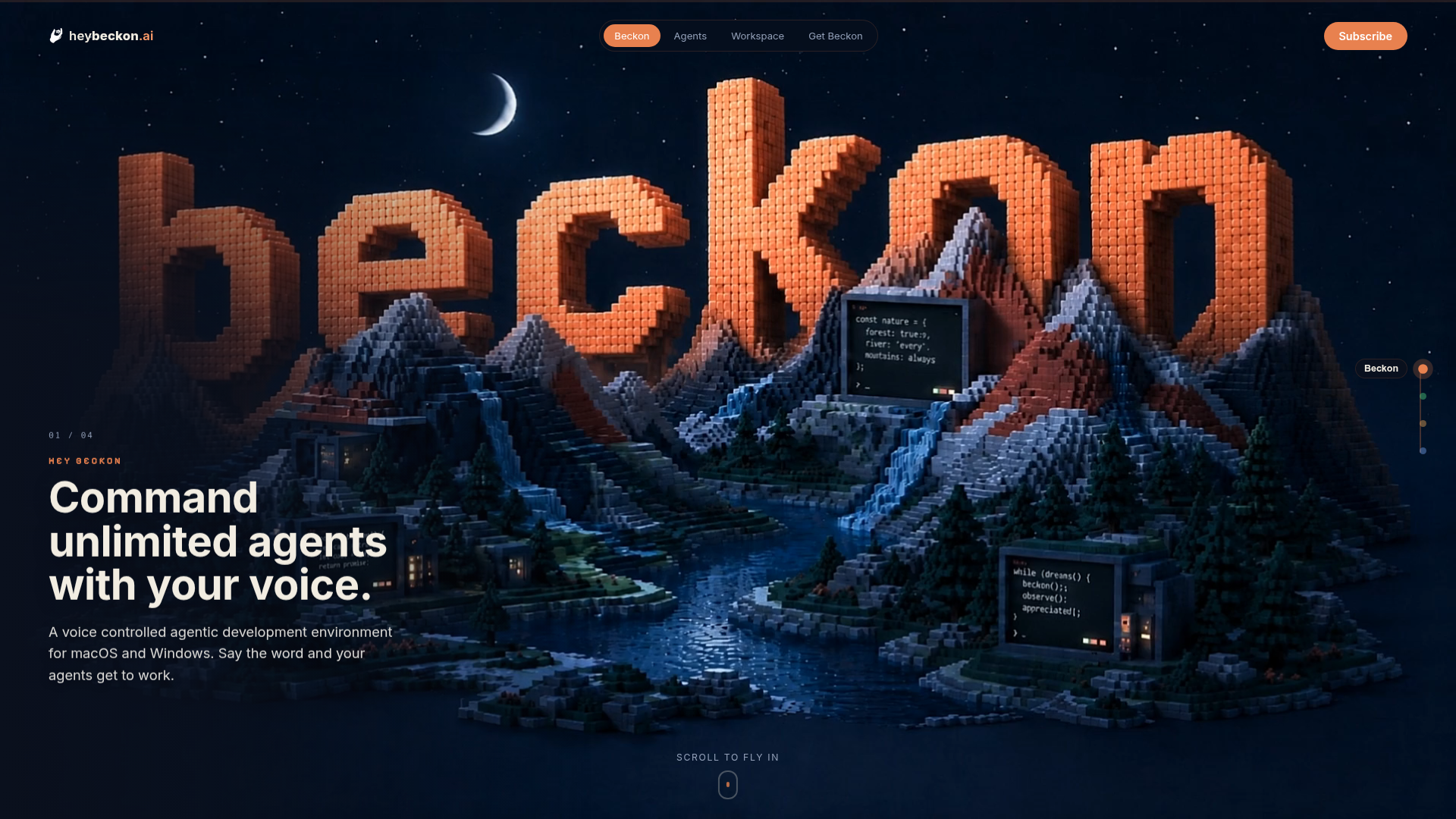 Beckon voice controlled agentic development environment for parallel coding agents