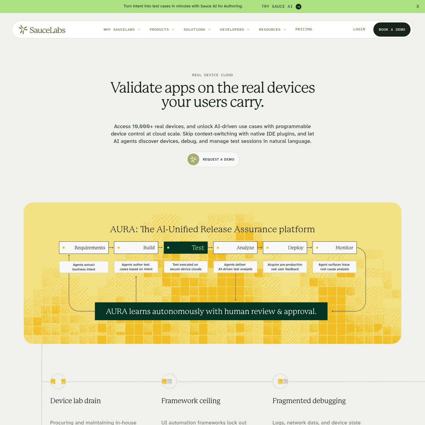 Sauce Labs Real Device Cloud product page