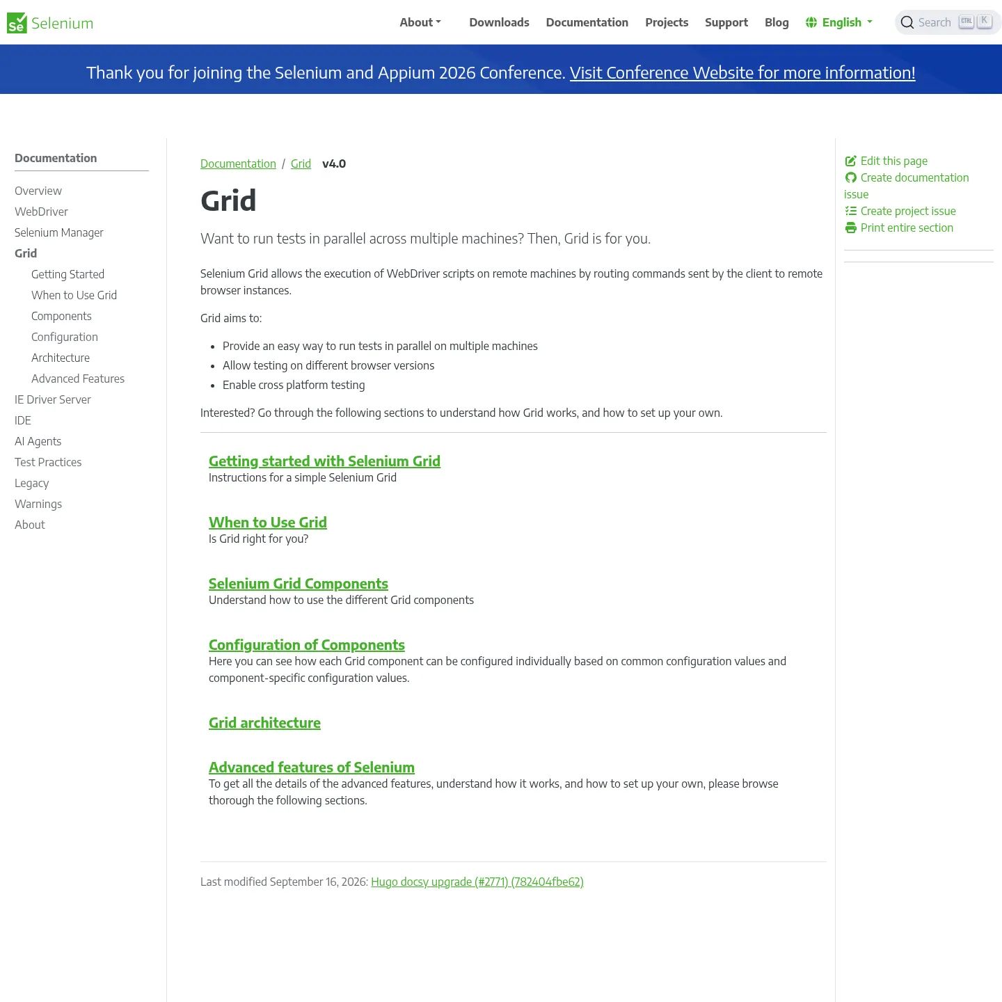 Selenium Grid documentation describing remote browser execution