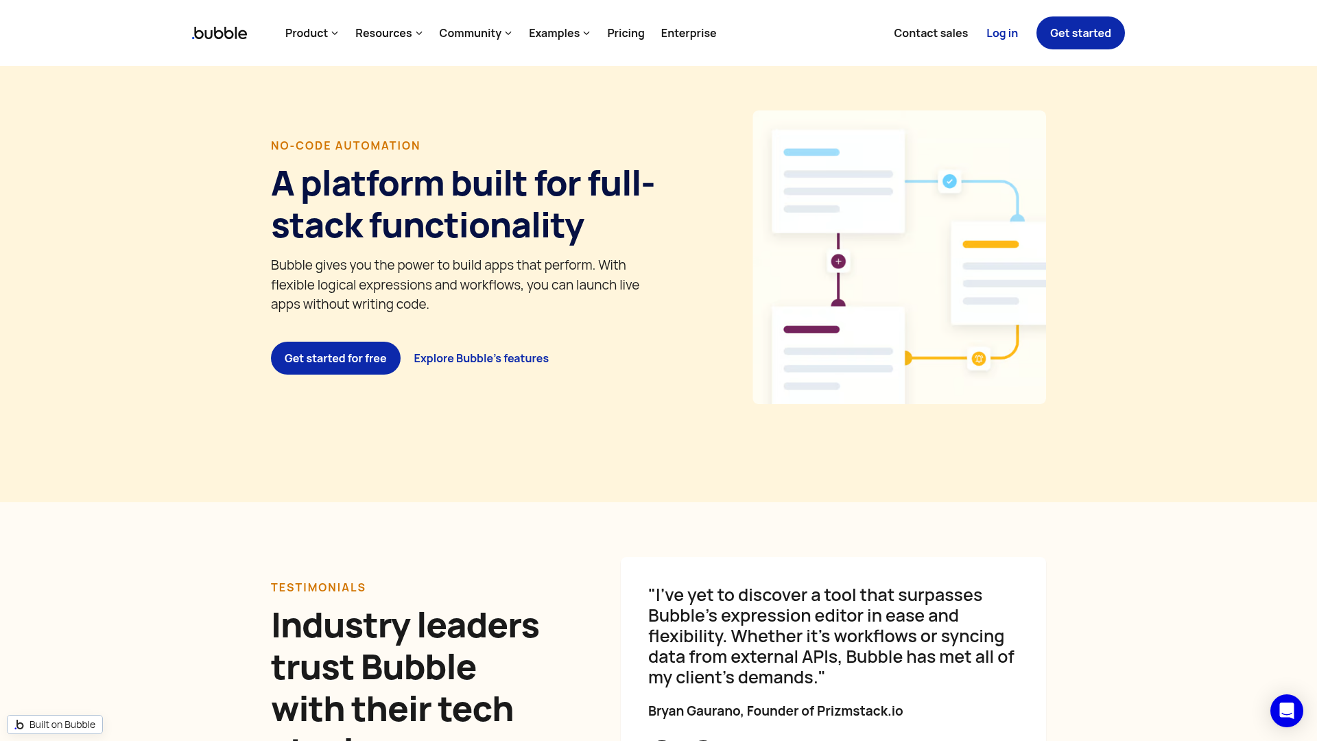 Bubble logic page showing visual workflows and expressions