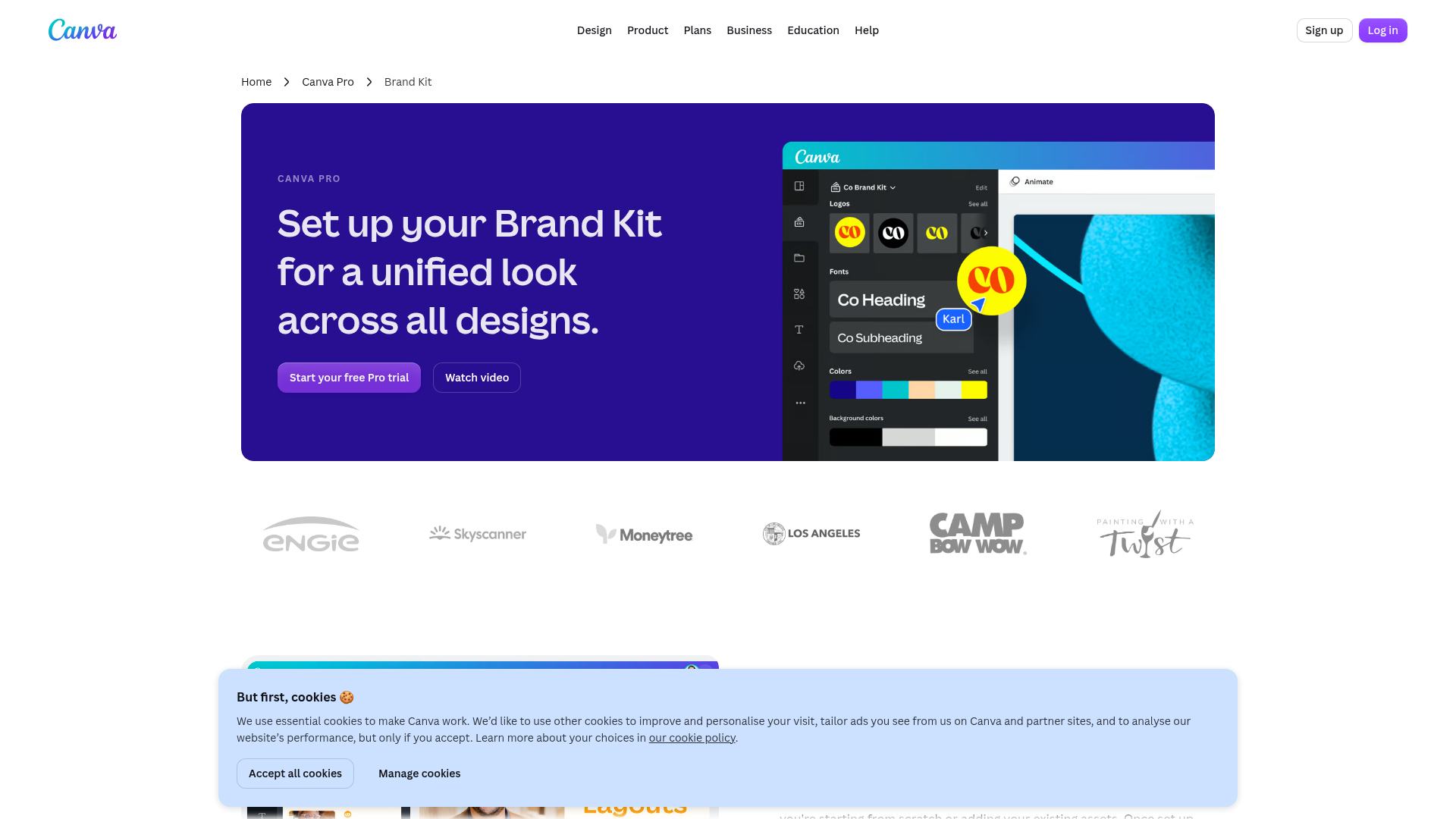 Canva Brand Kit page showing brand asset and template controls