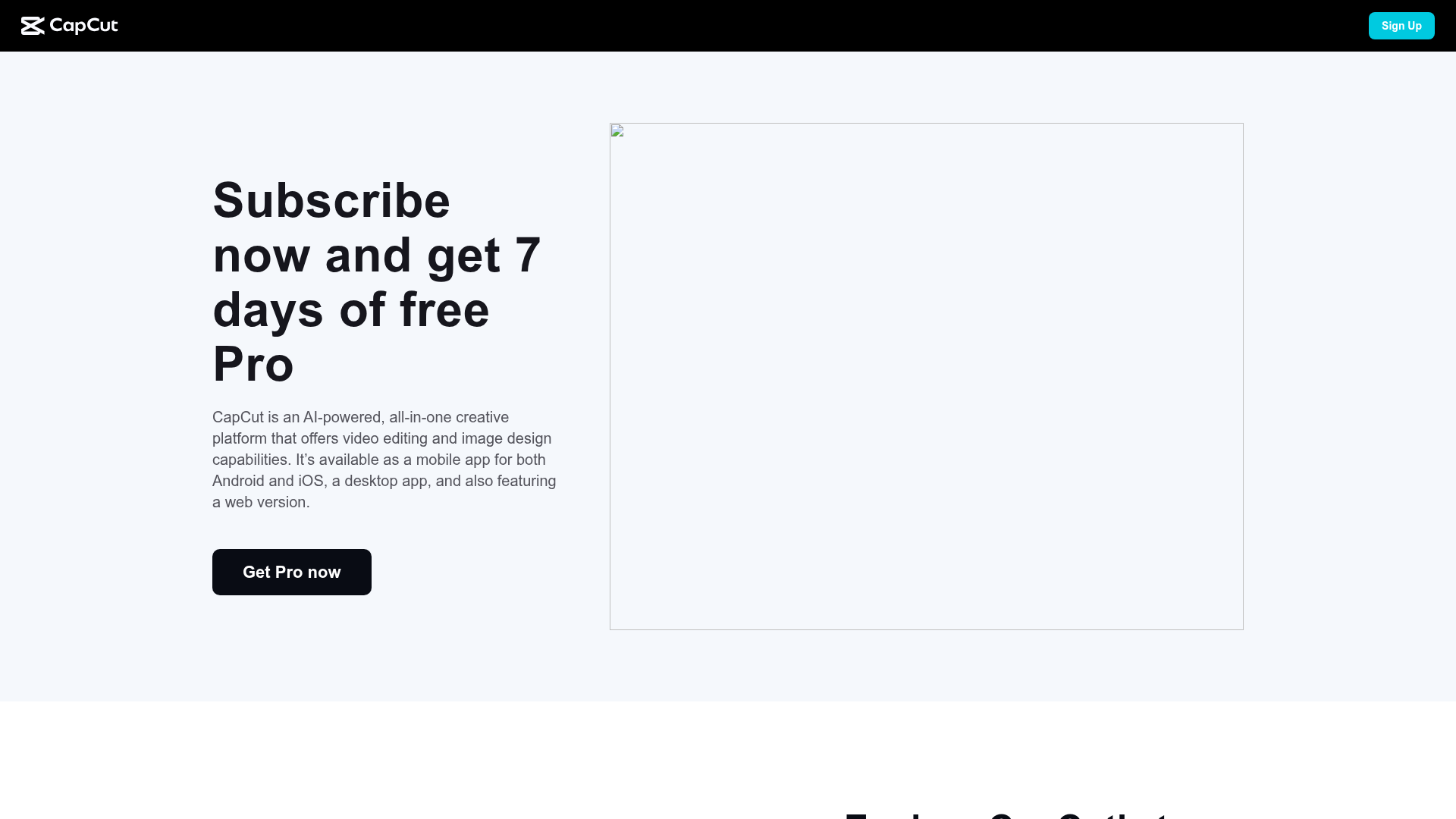 CapCut subscription page offering a seven-day Pro trial