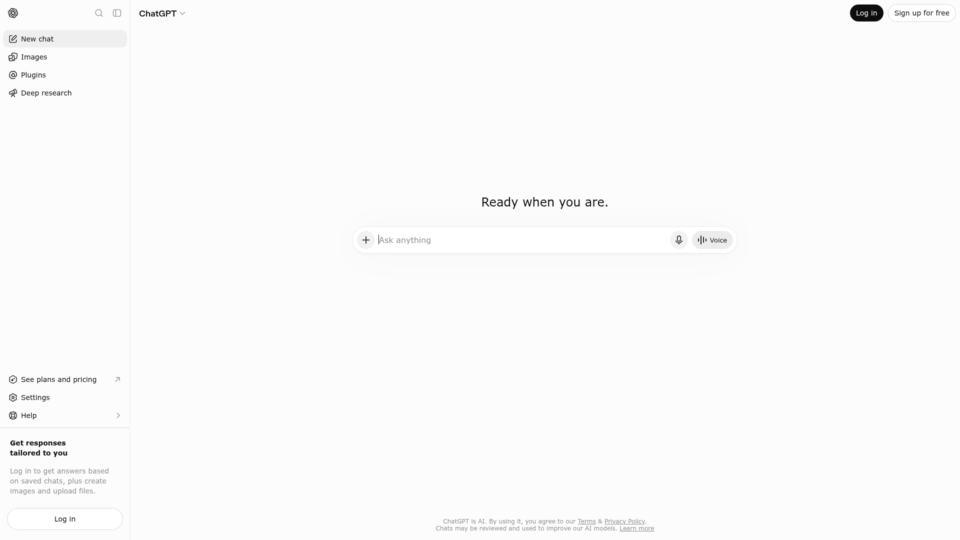 ChatGPT public chat interface