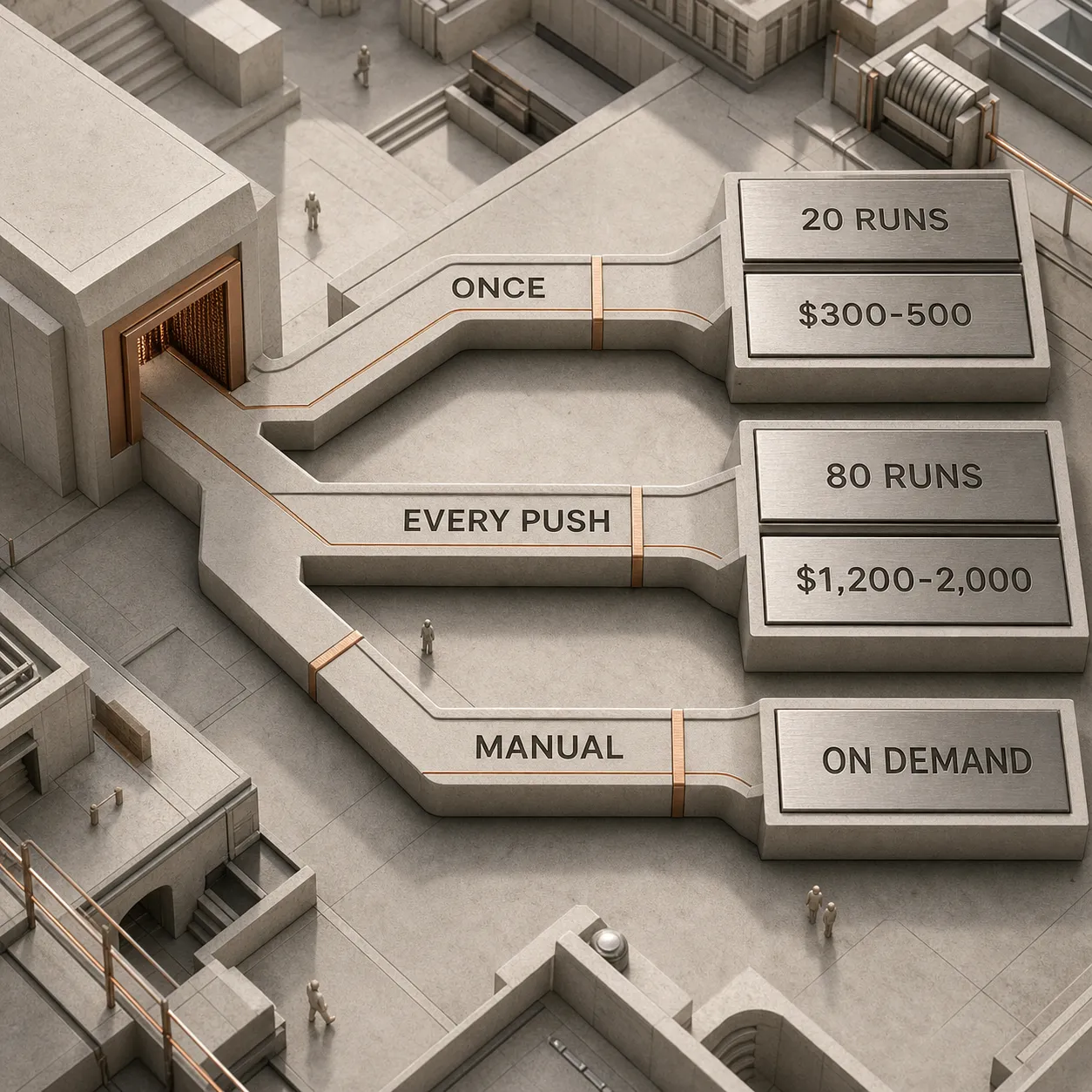 Decision flow comparing once, every-push, and manual Claude Code Review costs