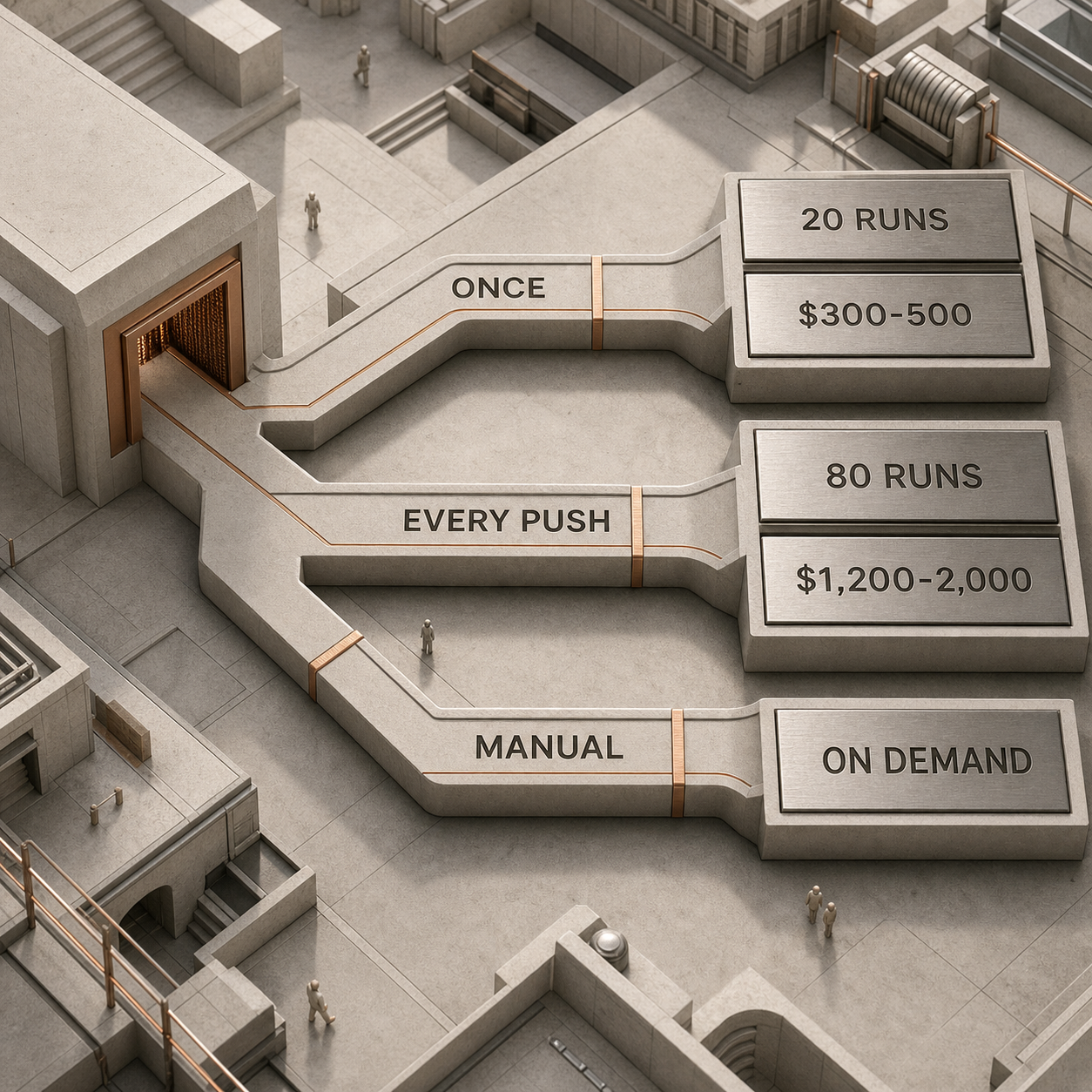 Decision flow comparing once, every-push, and manual Claude Code Review costs
